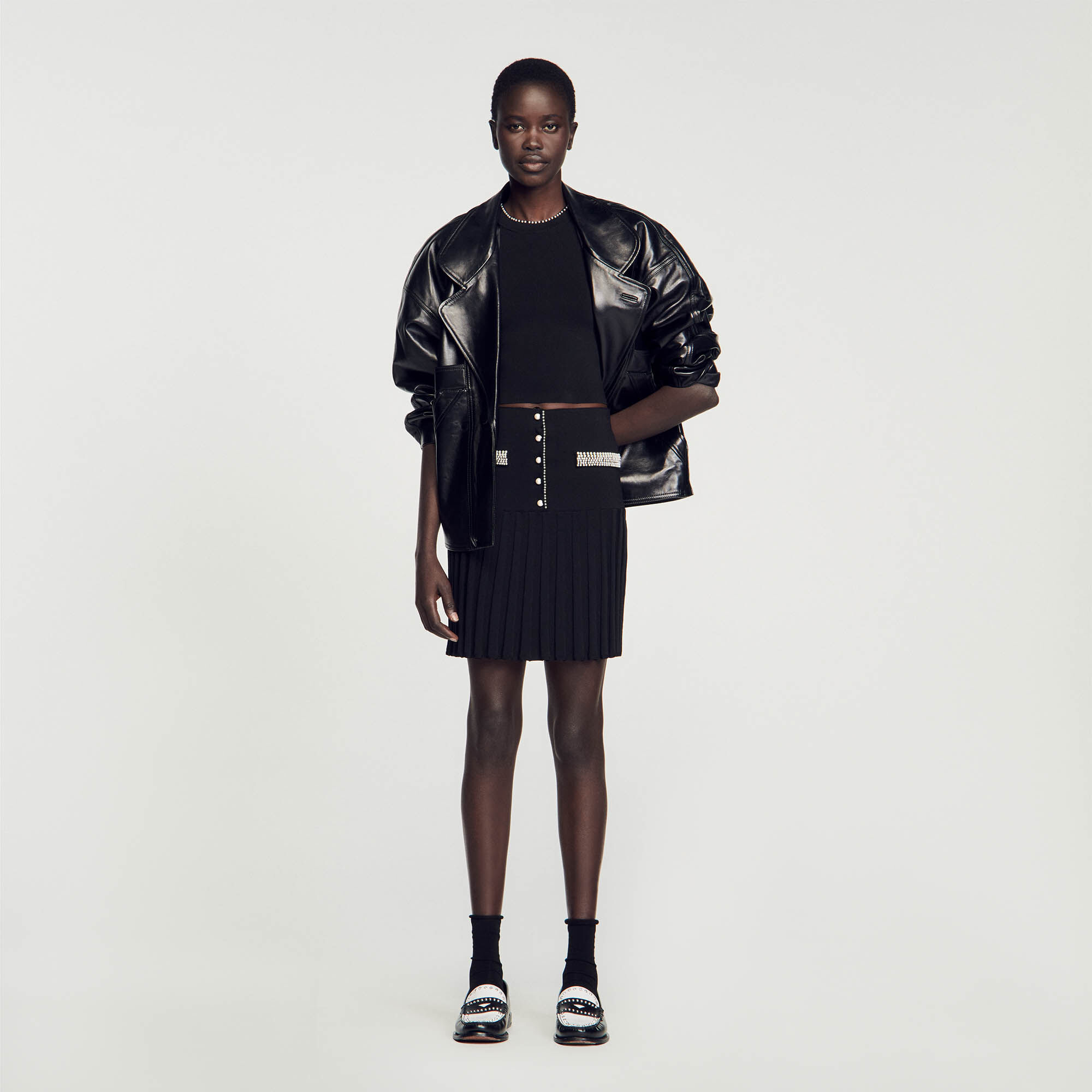 Jupe courte orn e de perles Jupes Shorts Sandro paris