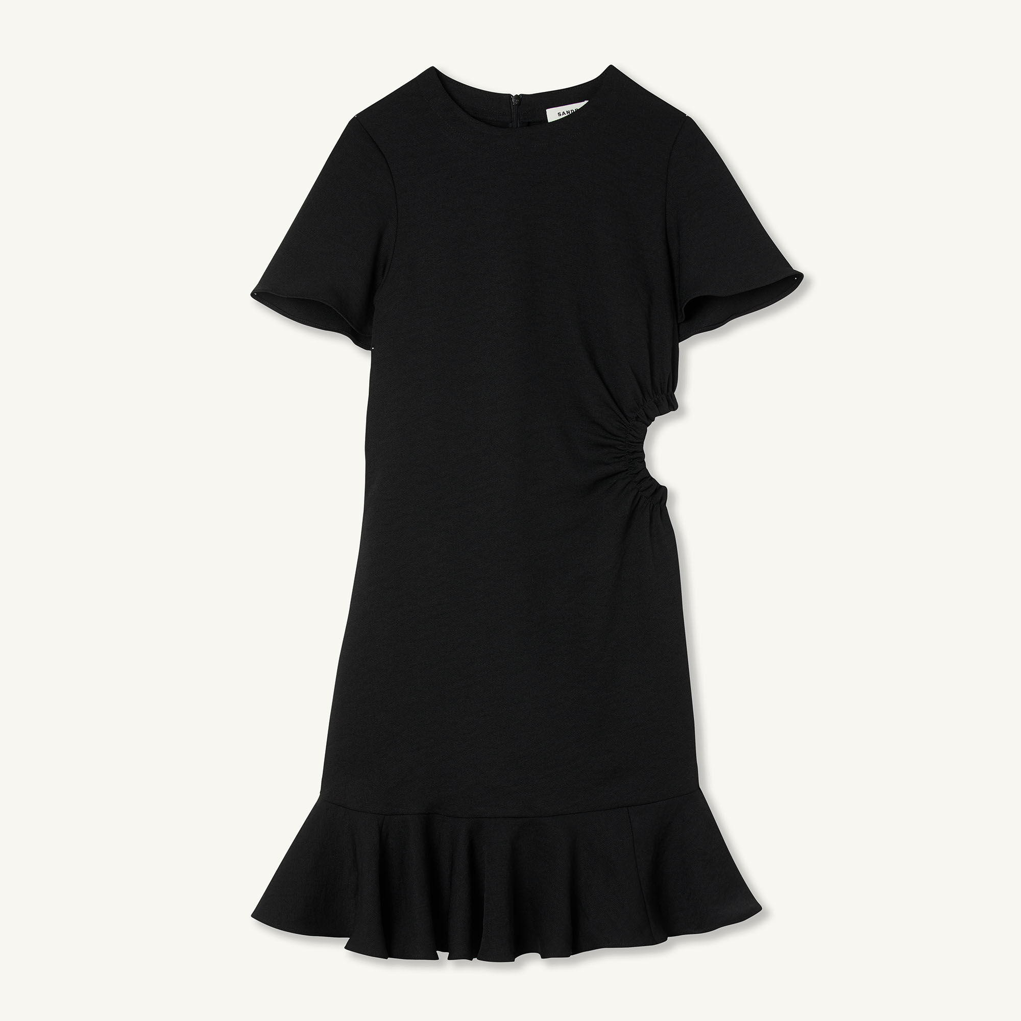 Sandro black ruffle dress sales