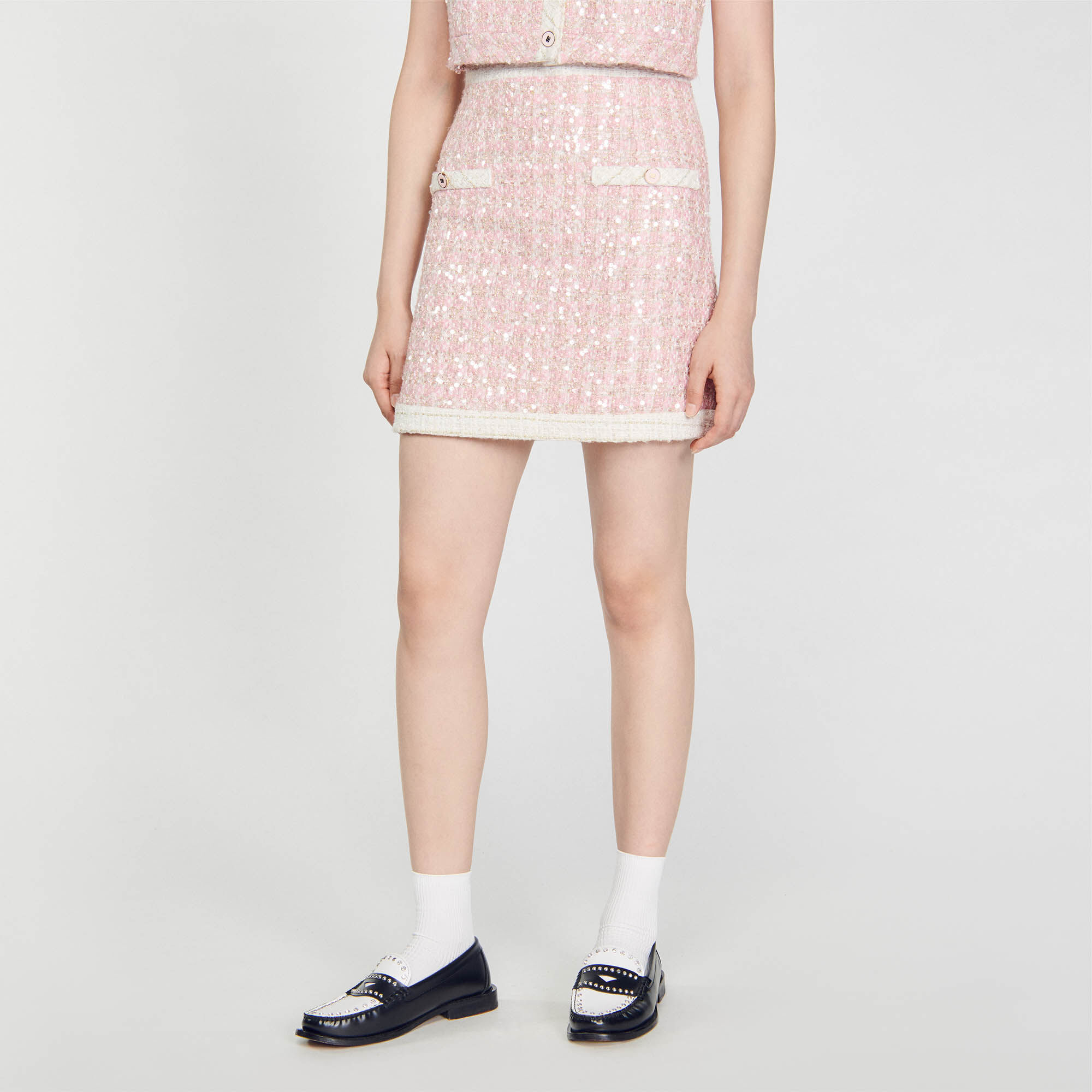 Jupe en tweed rose outlet