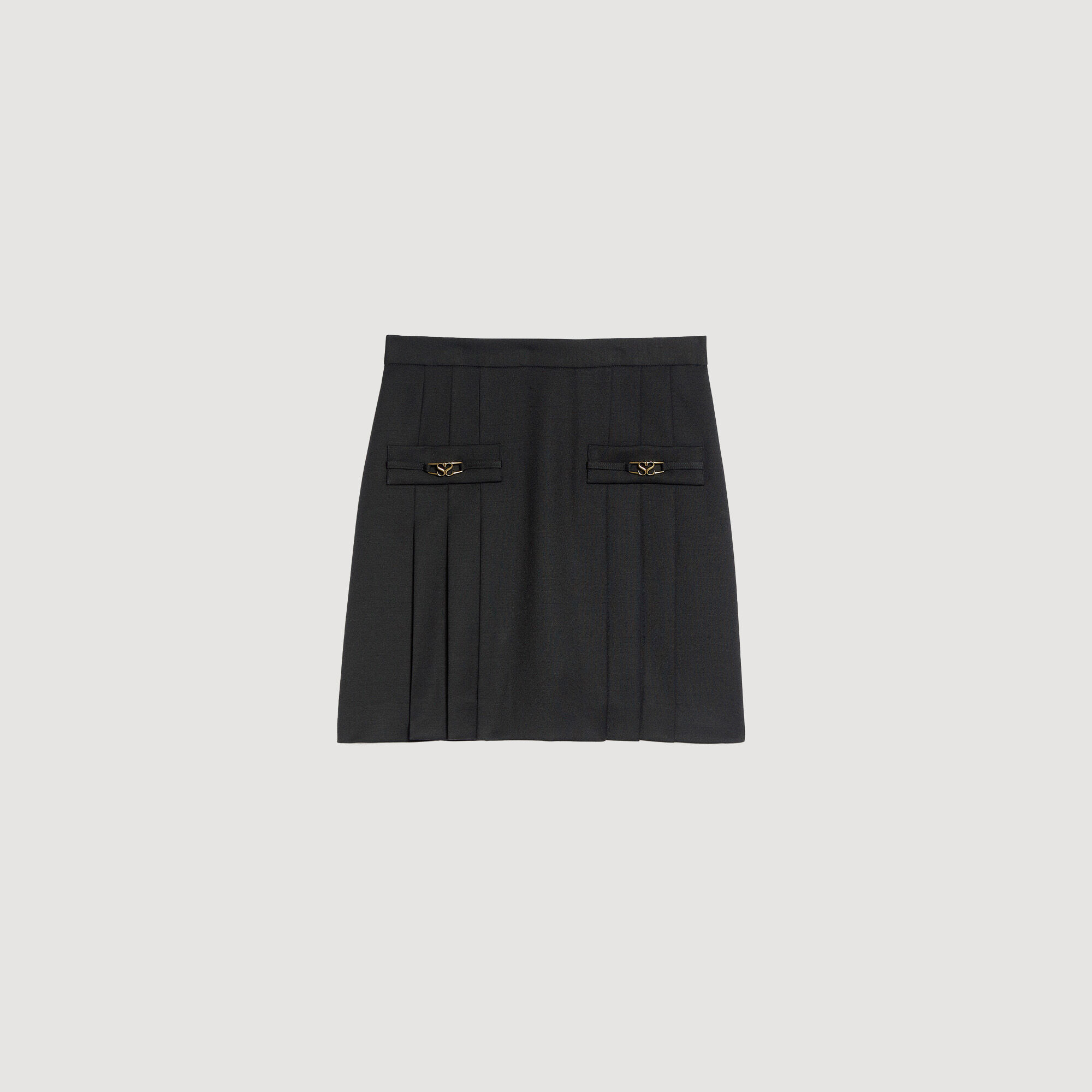 Short skirt with stitched pleats