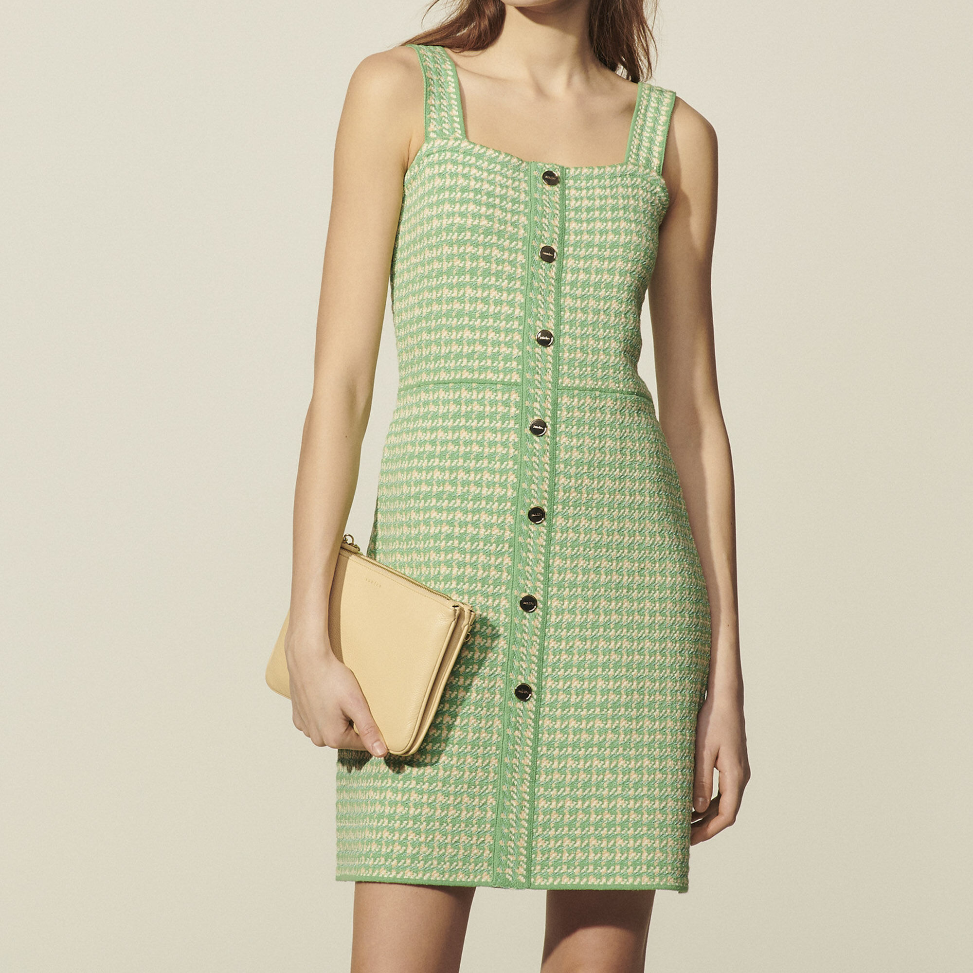 Strappy dress in fancy tweed