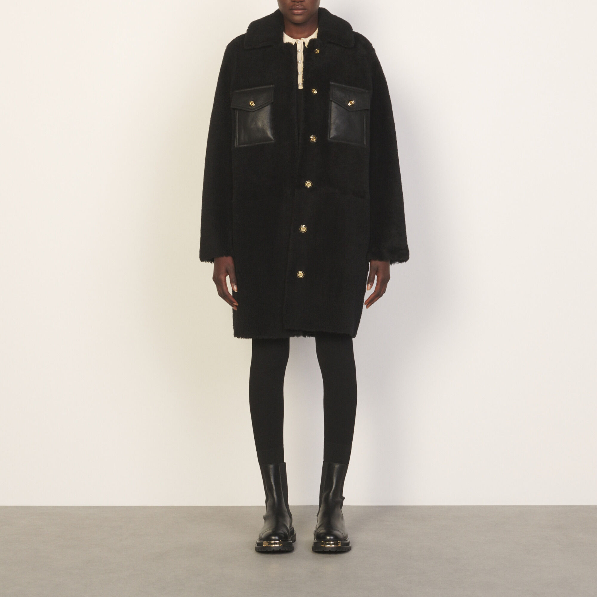 Shearling coat on sale sandro