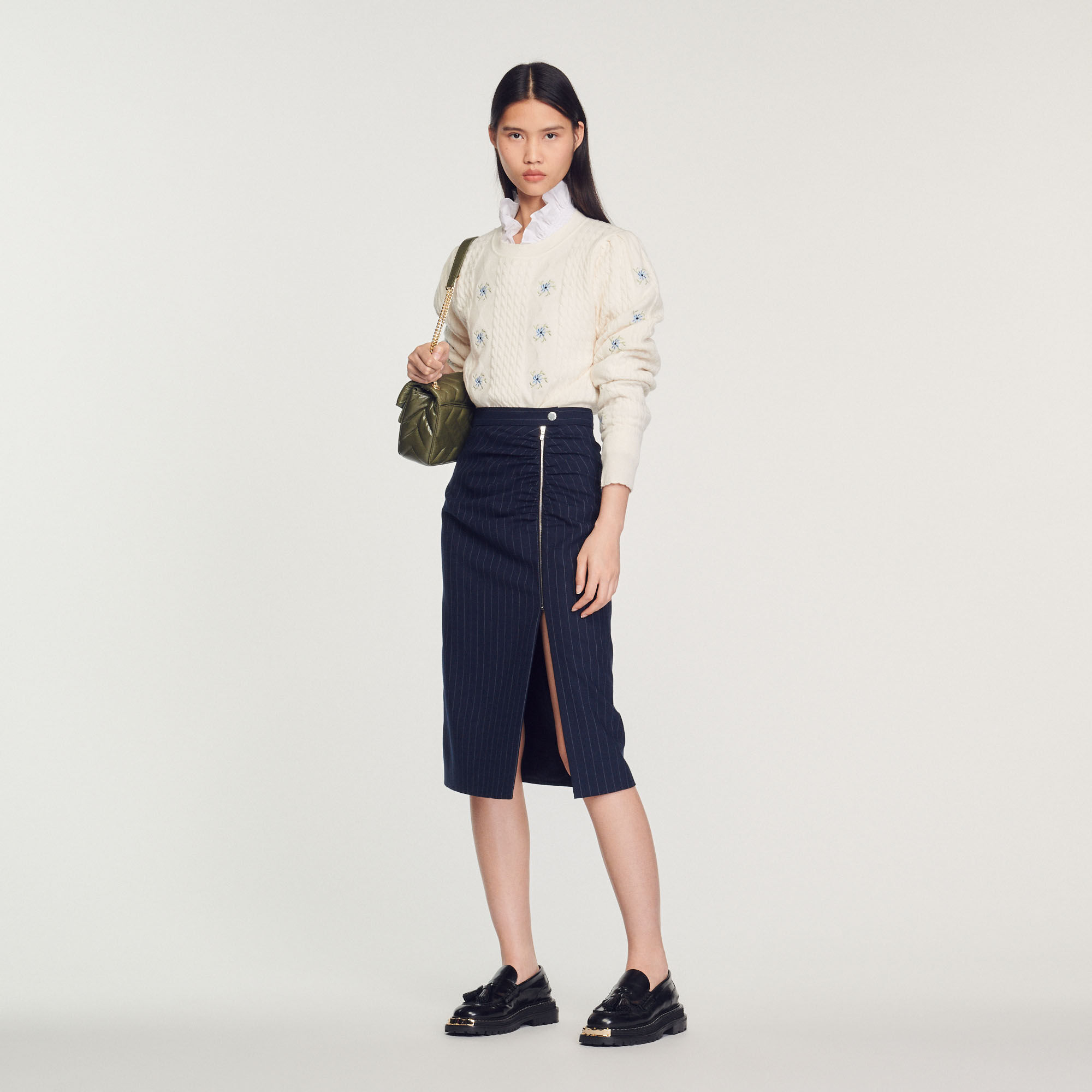 Striped skirt online with zipper