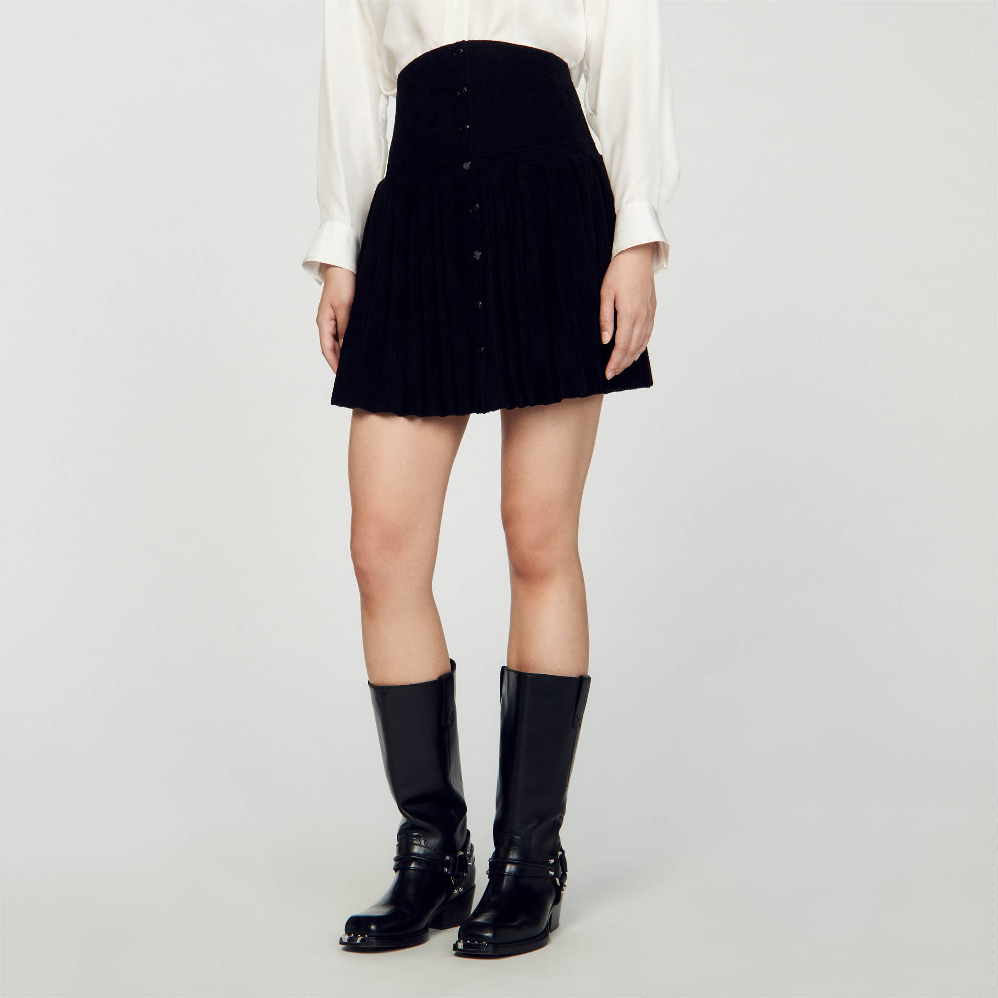Jupe courte en maille velours Jupes Shorts Sandro paris