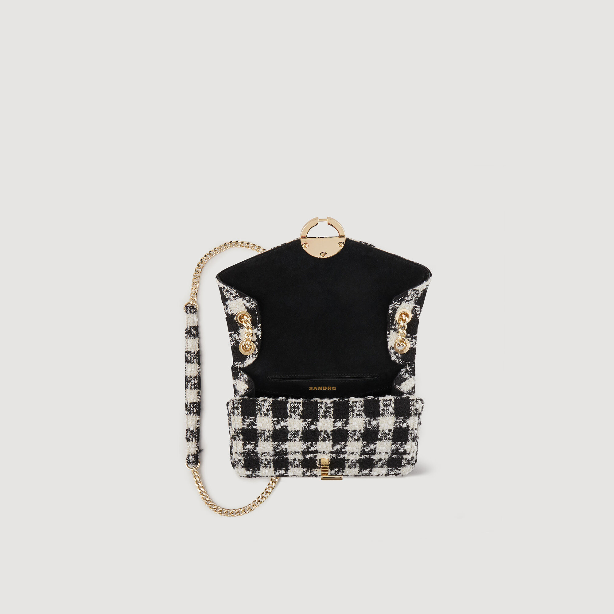 Yza bag in houndstooth tweed All Bags Sandro paris