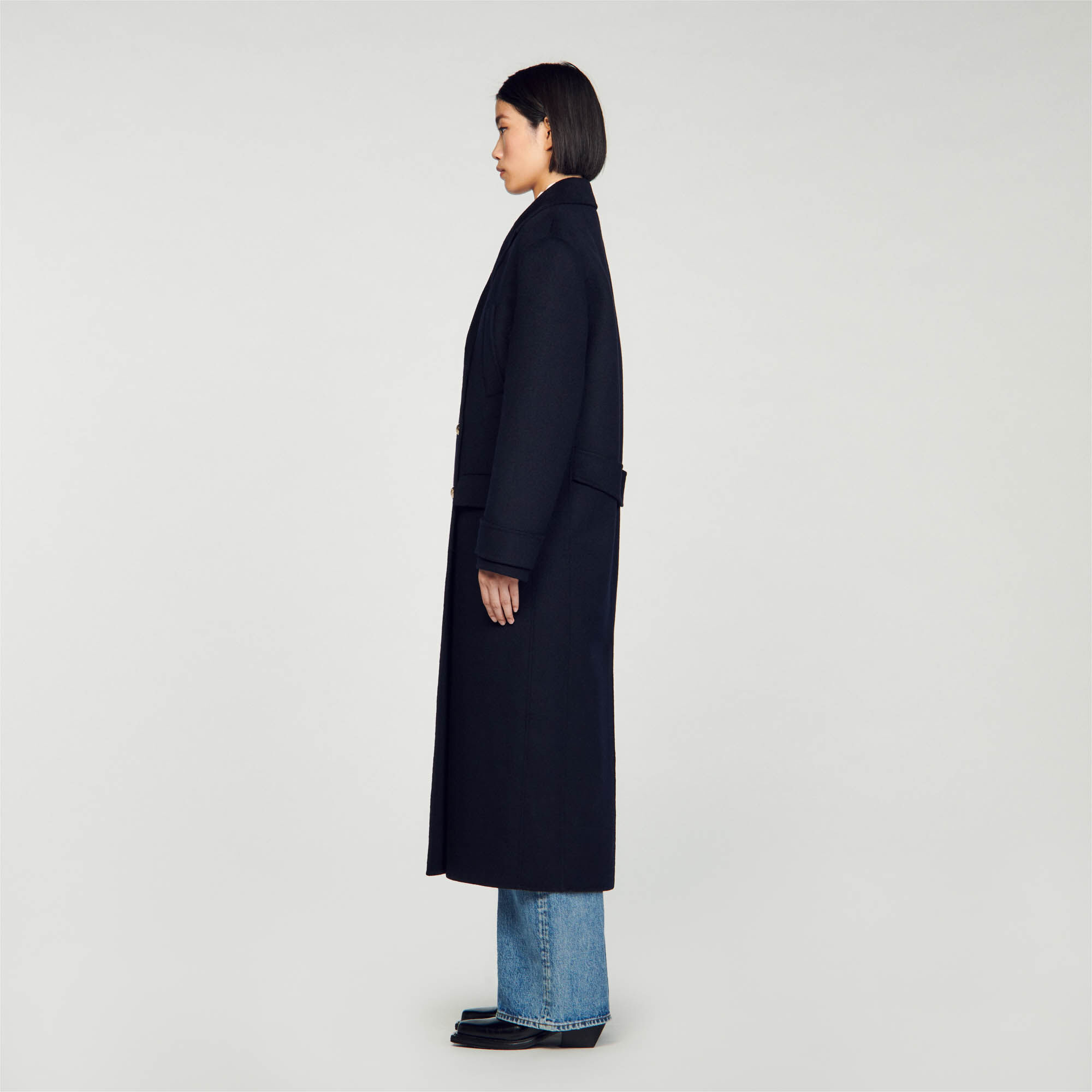 Sandro blue wool coat top