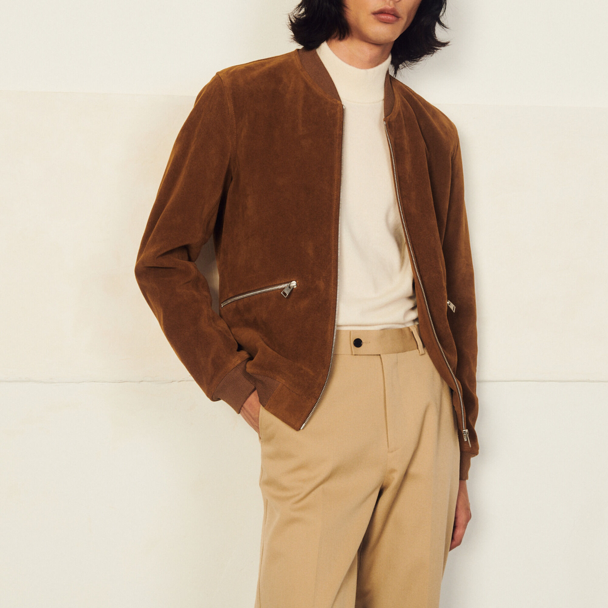 Sandro suede outlet jacket mens