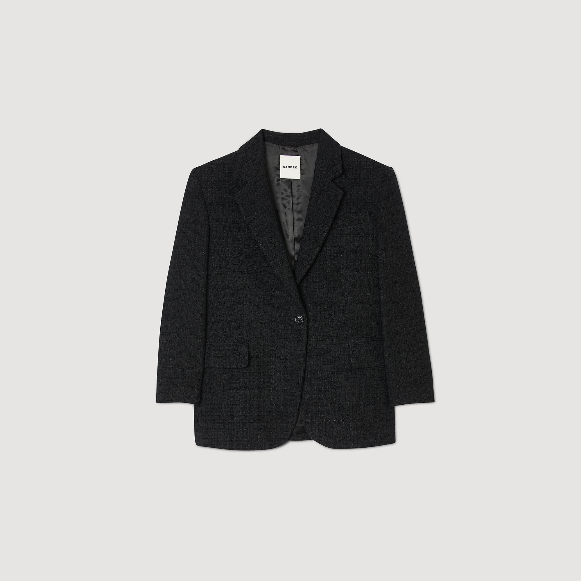 Black top tweed suit
