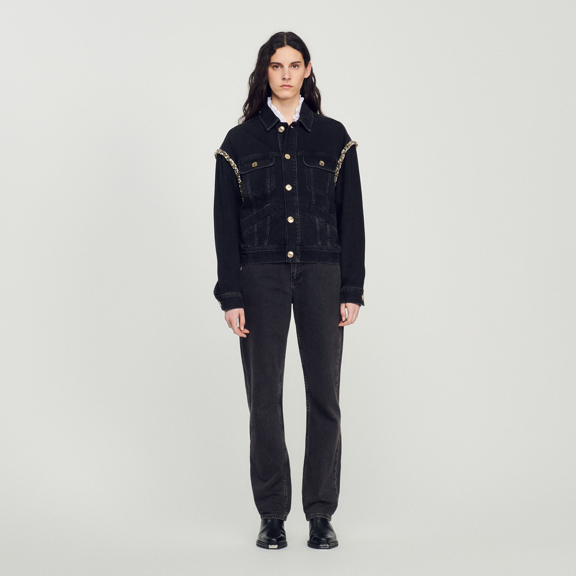 Sandro eriko denim jacket new arrivals