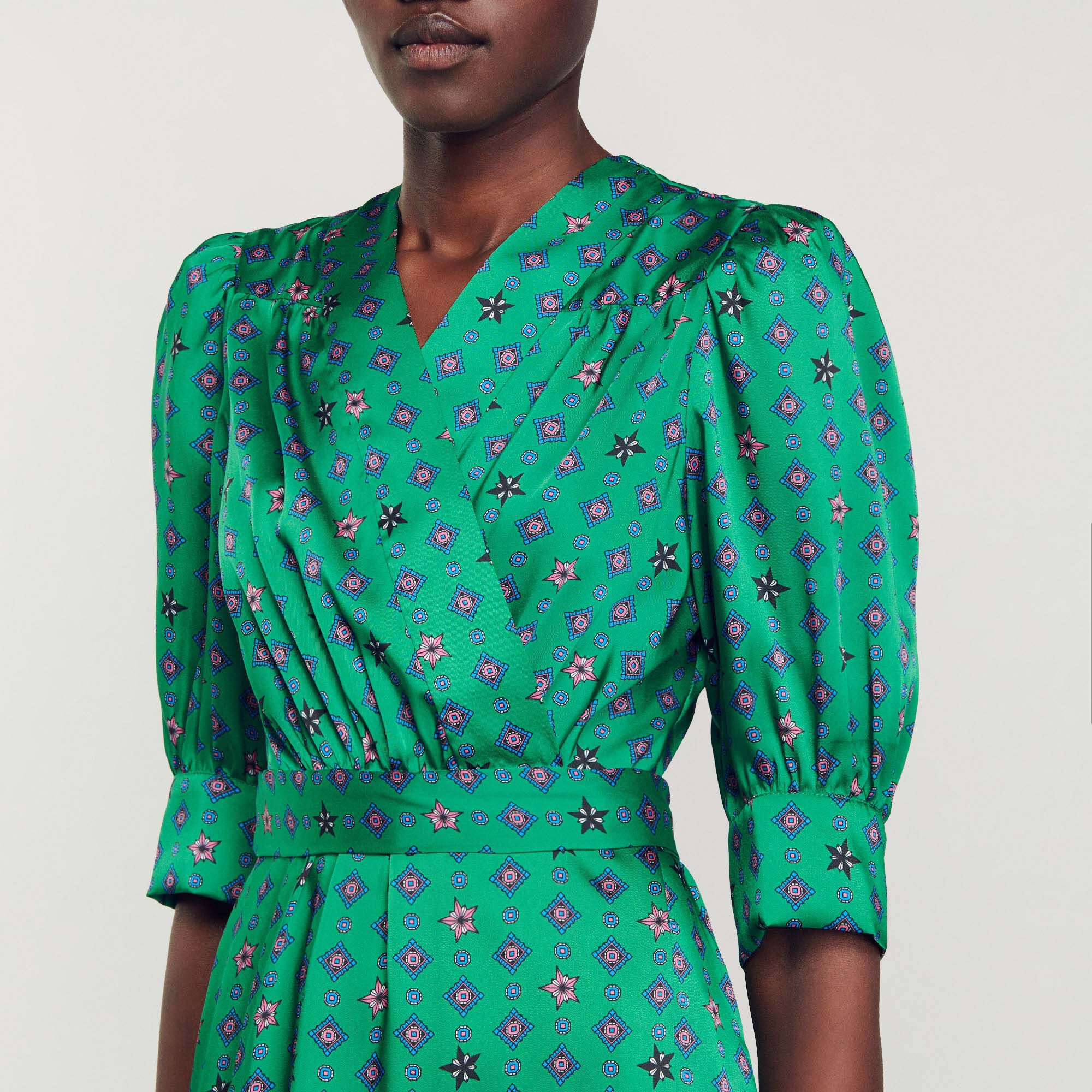 Printed green deals dress