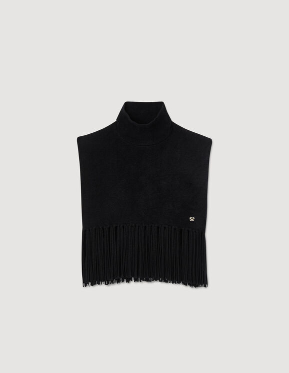 Velvet knit scarf collar Black Femme