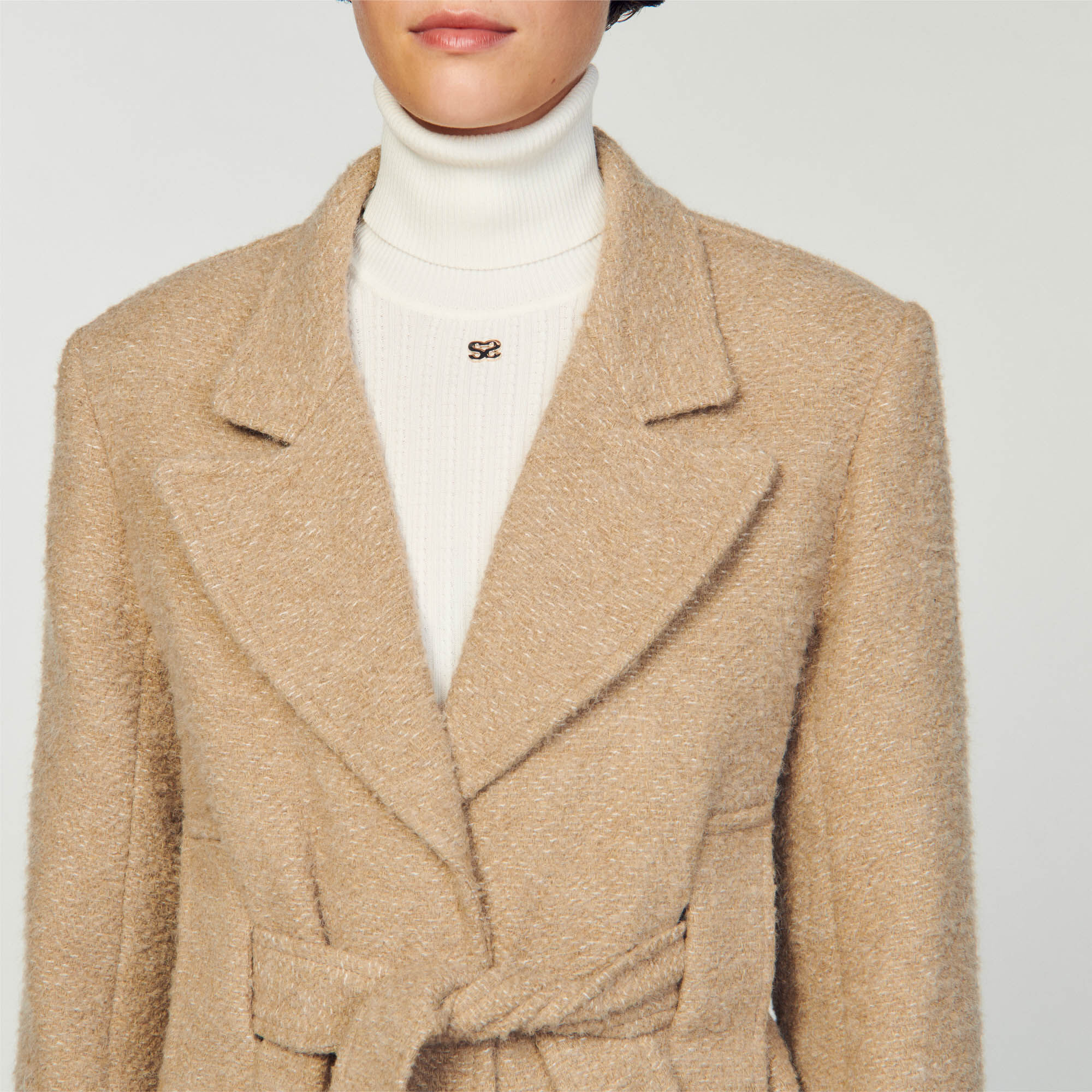 Beige deals boucle coat