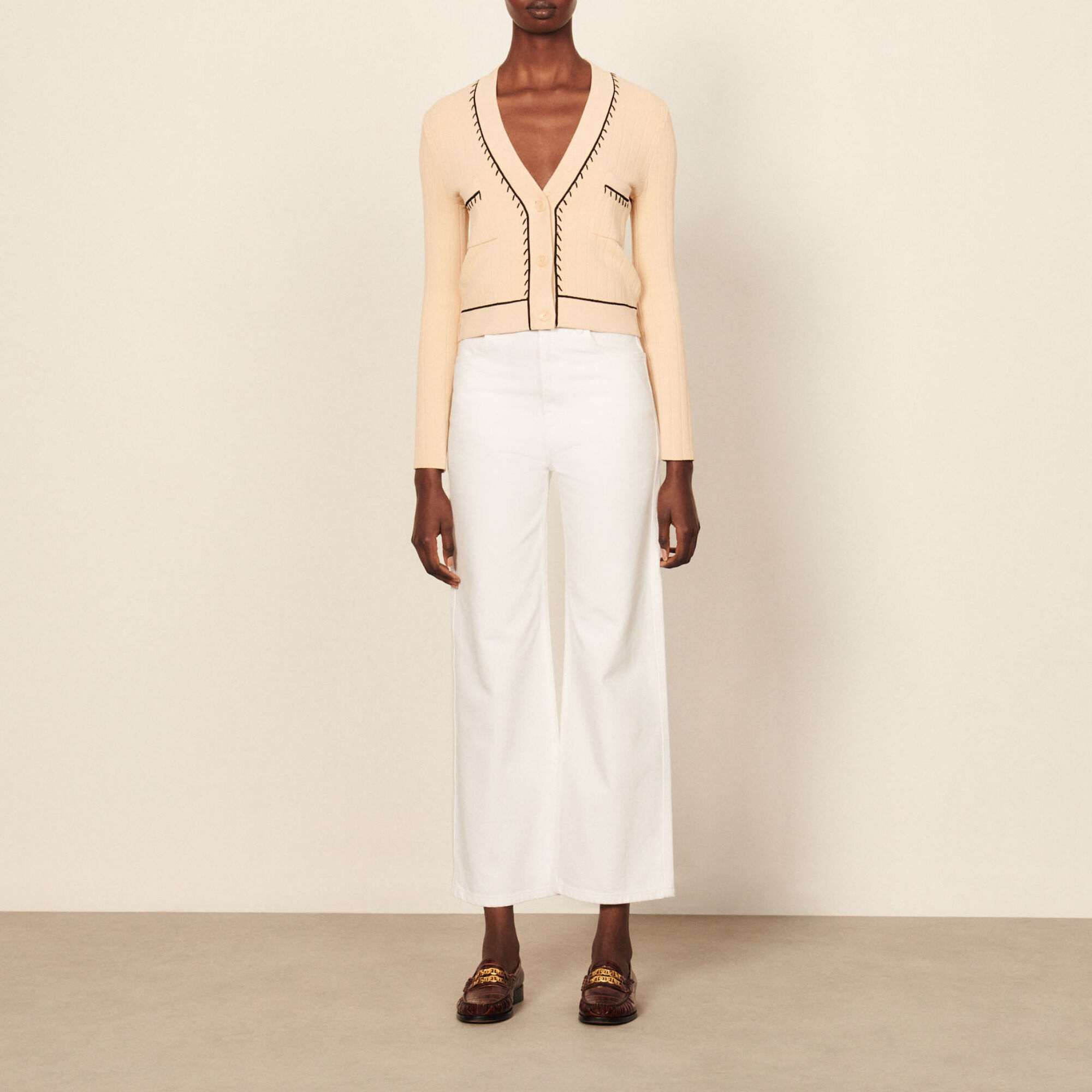 Sandro cardigan with contrasting slogan online
