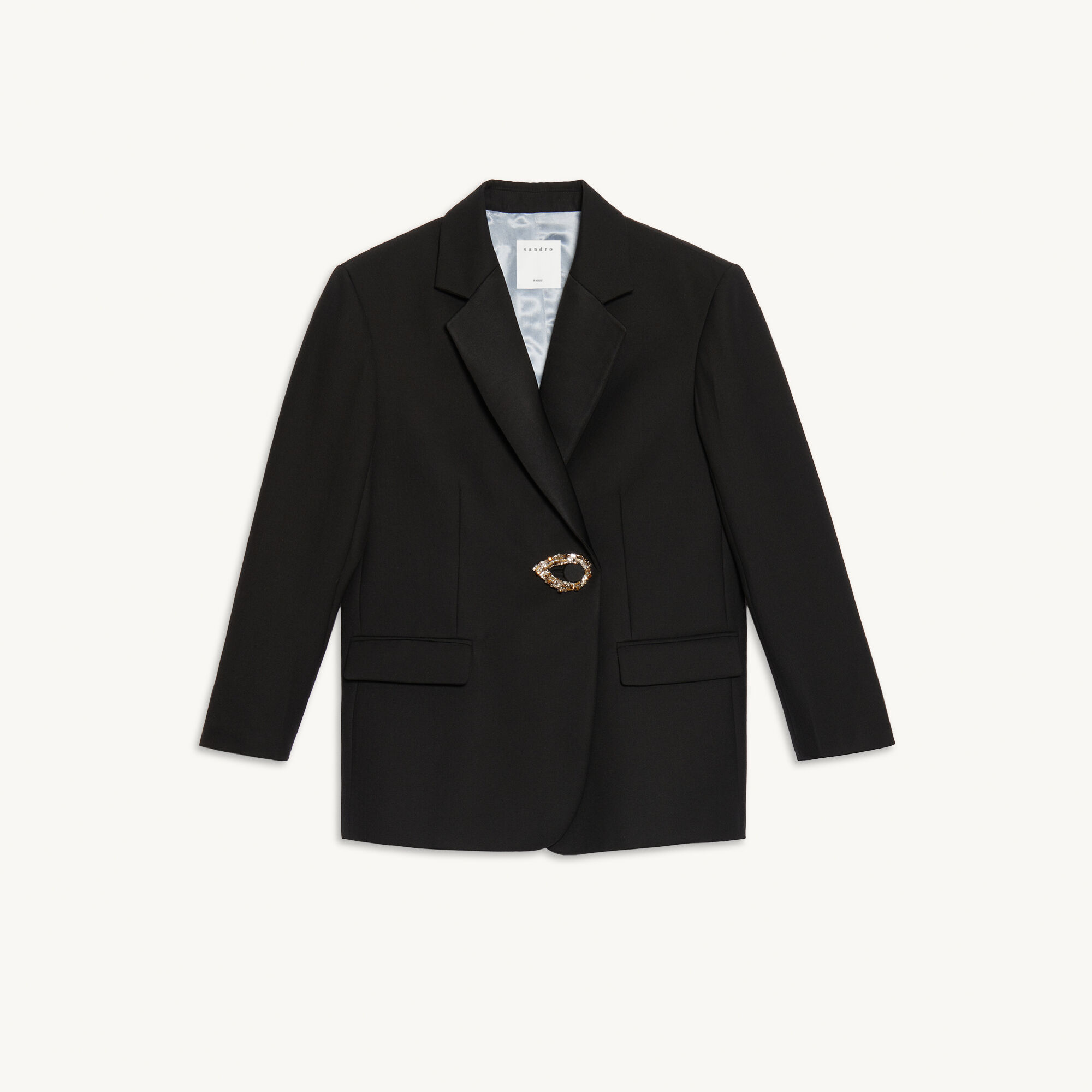 Jacket with tailored collar and jewel