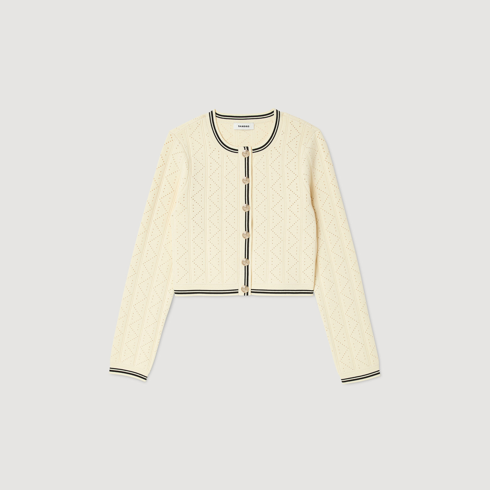 Cropped pointelle knit cardigan - Sweaters & Cardigans - Sandro