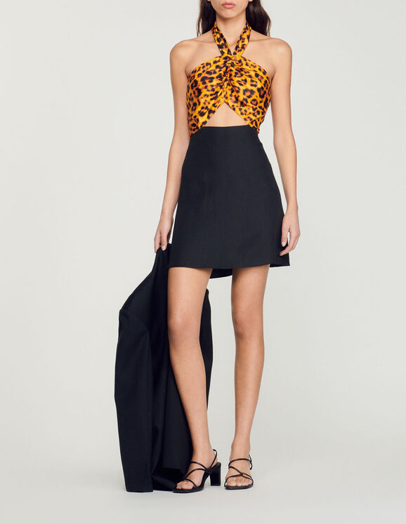 Short leopard dress Orange / Black Femme