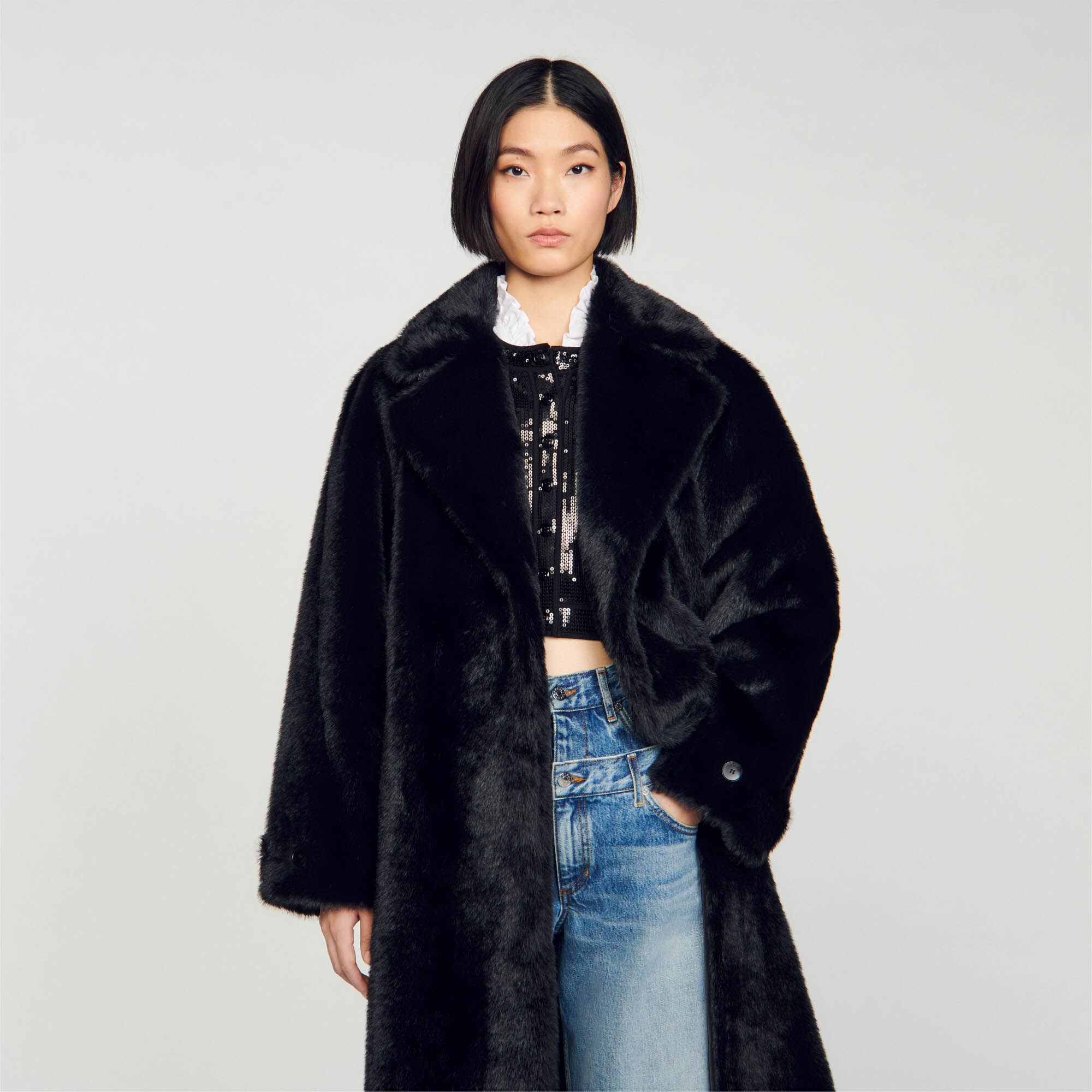 Sandro manteau sales noir