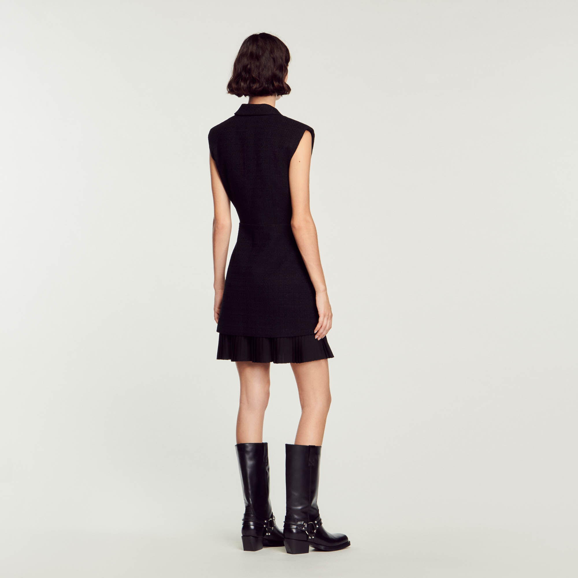 Pleated tweed dress Dresses Sandro paris