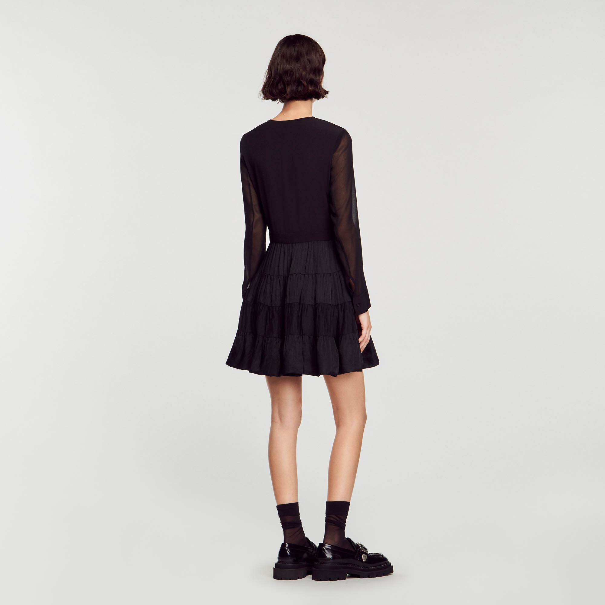 Short dress with sales pleated skirt bottom sandro