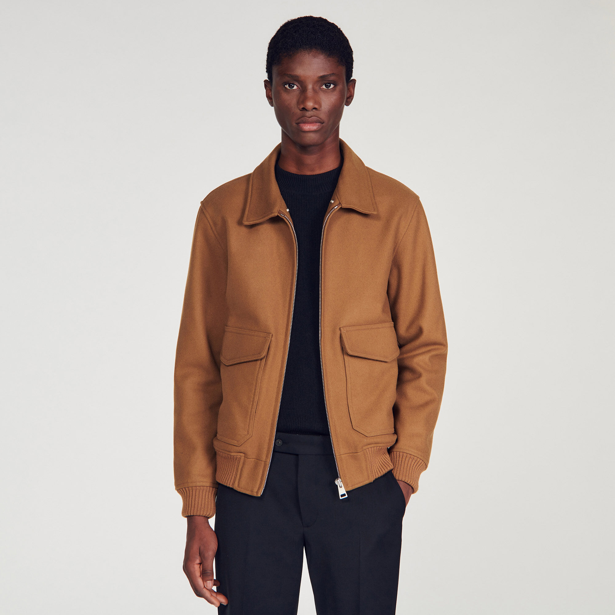Aviator jacket with sheepskin collar Jackets Sandro paris
