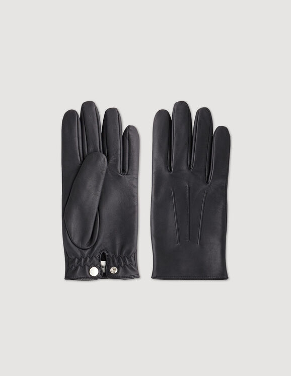 Leather gloves Black Brown Homme