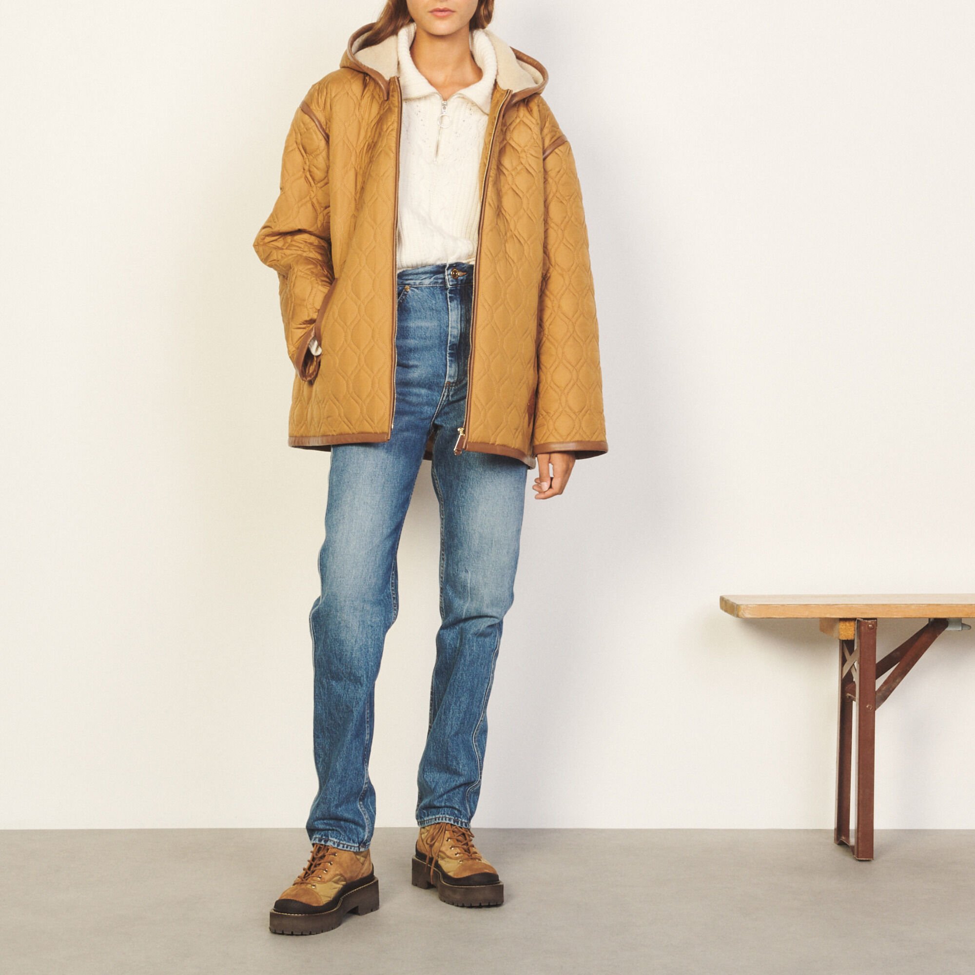 sandro fur hood coat