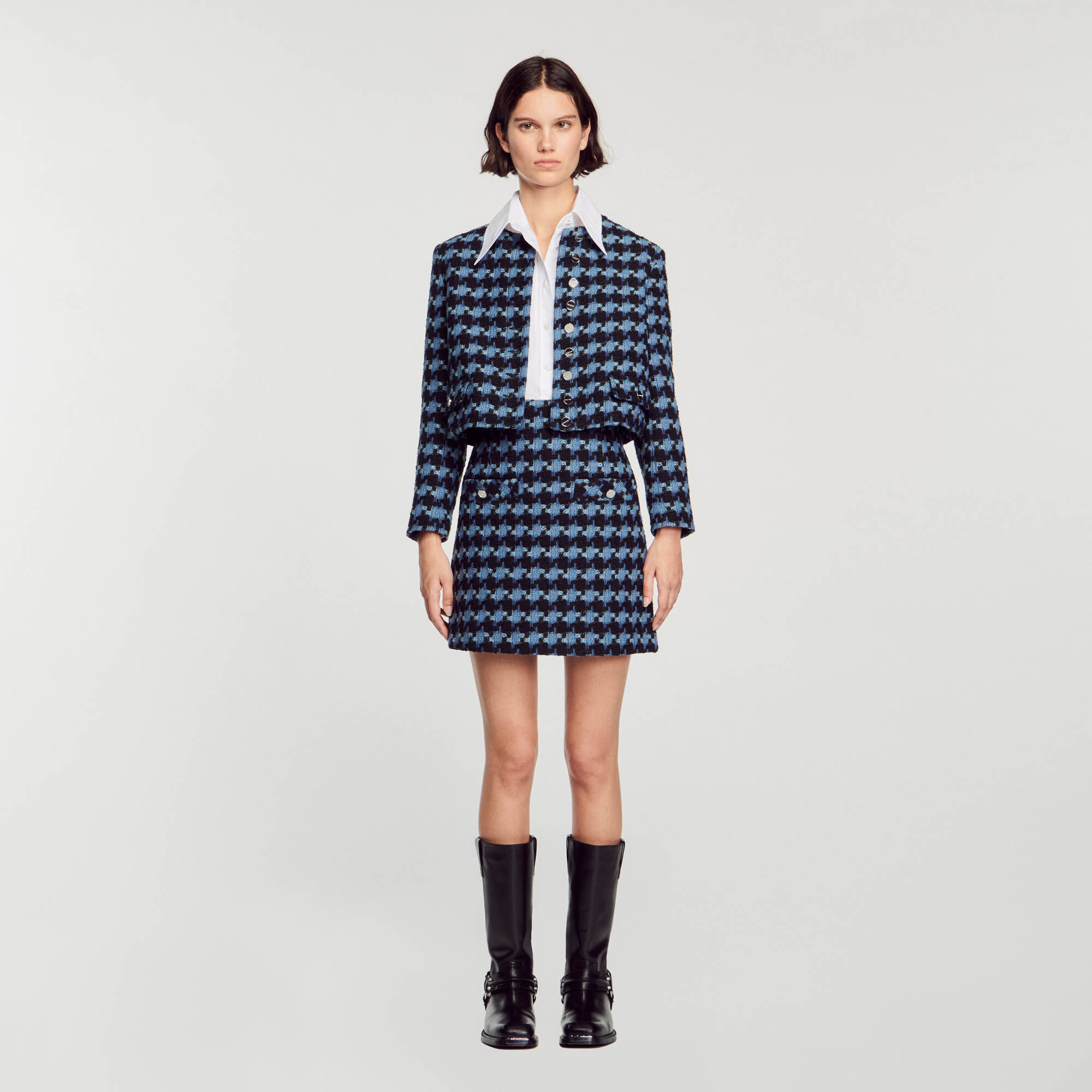 Tweed skirt outlet blue