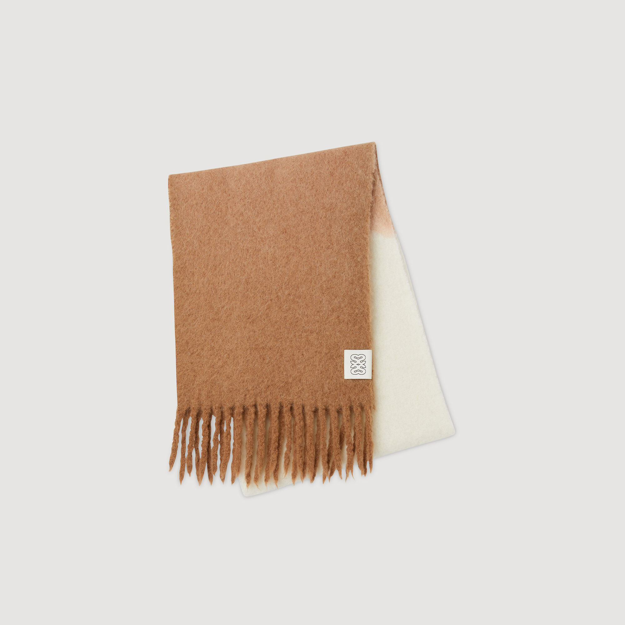 Sandro coat with fringed top scarf collar