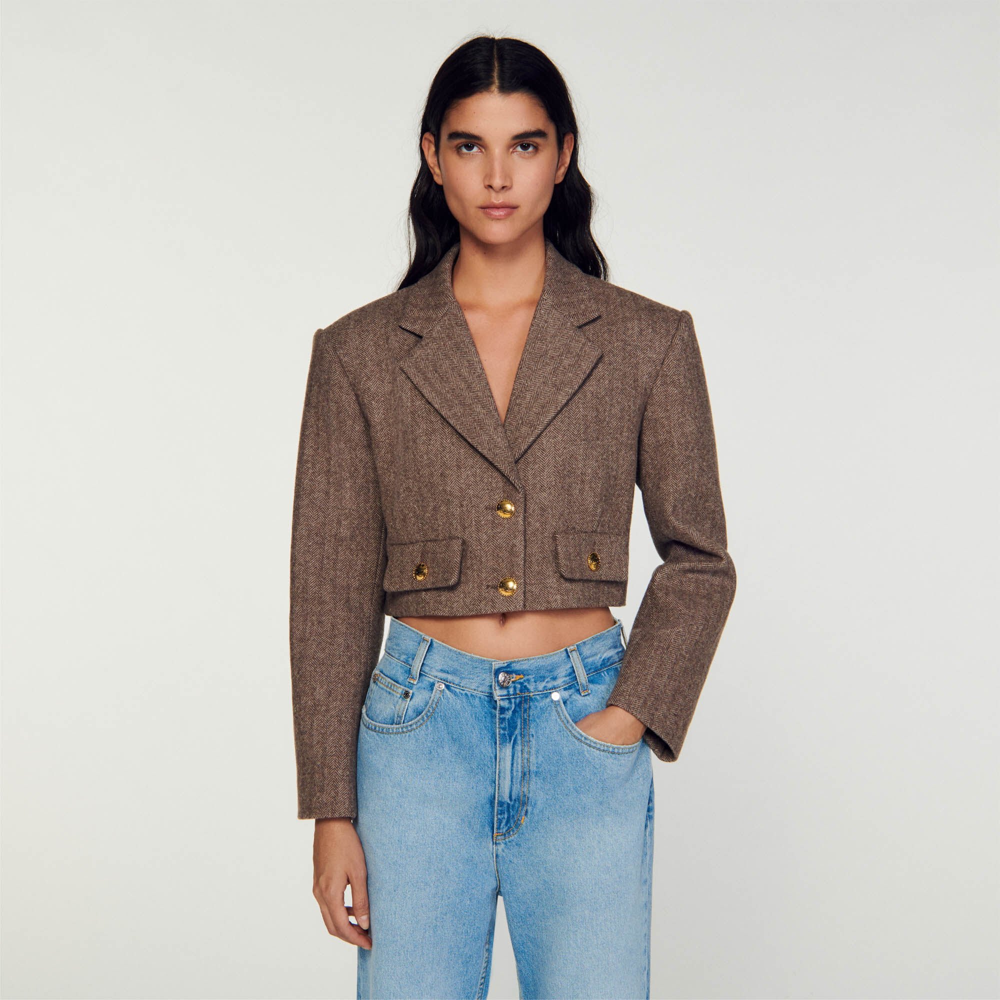 Structured cropped jacket Blazers Jackets Sandro paris