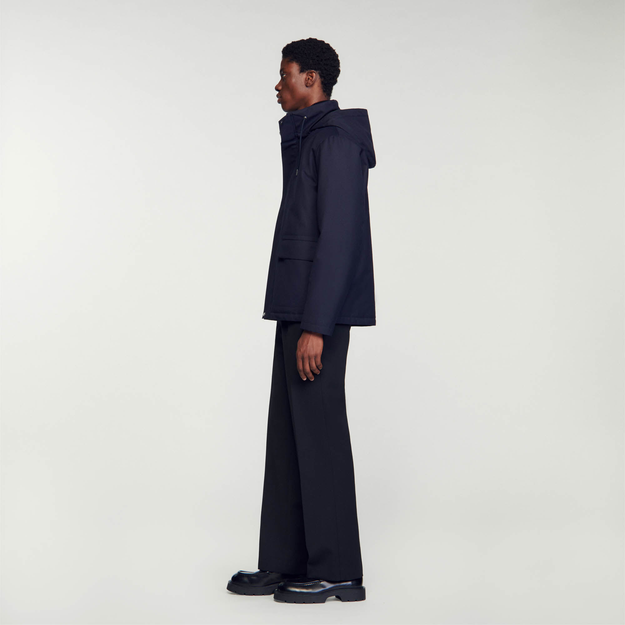 Technical hooded coat