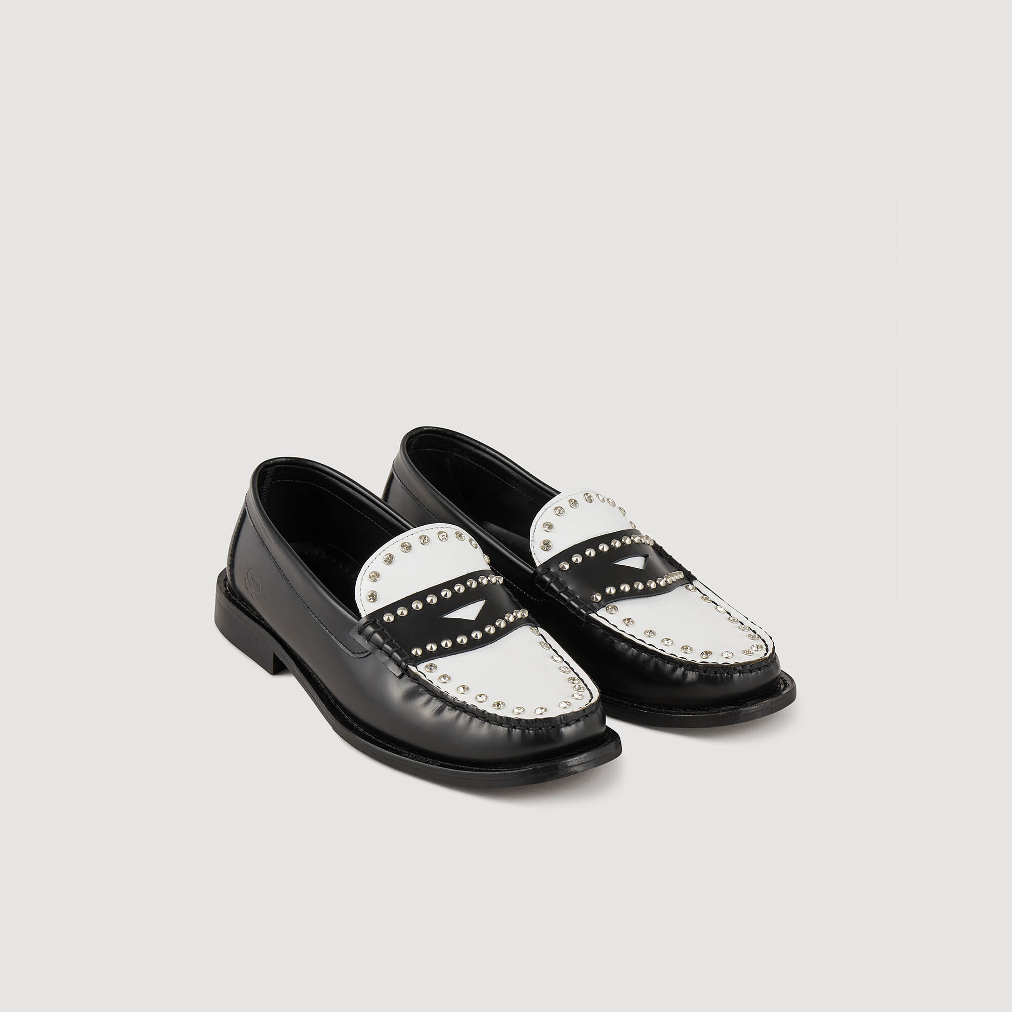 Two tone studded loafers All Shoes Sandro paris