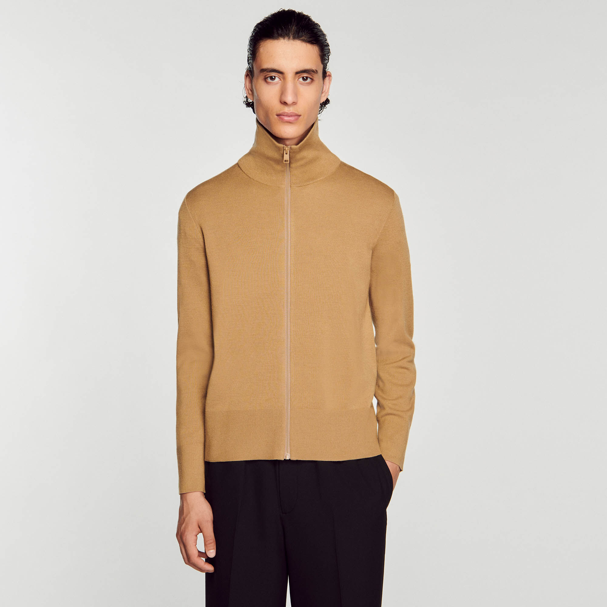 Mens zip up best sale wool cardigan
