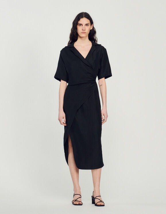 Draped asymmetric dress - Dresses - Sandro-paris.com