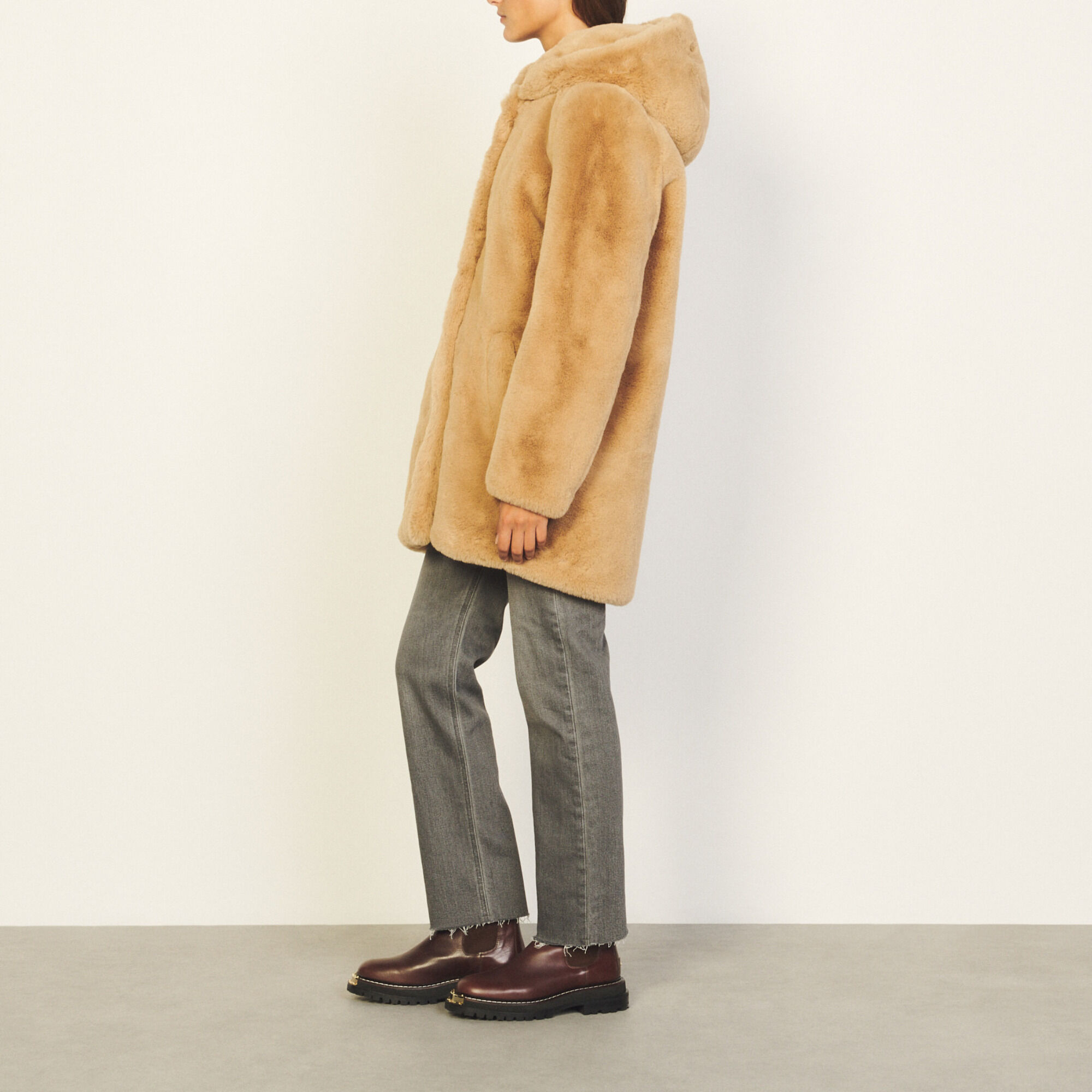 sandro fur hood coat