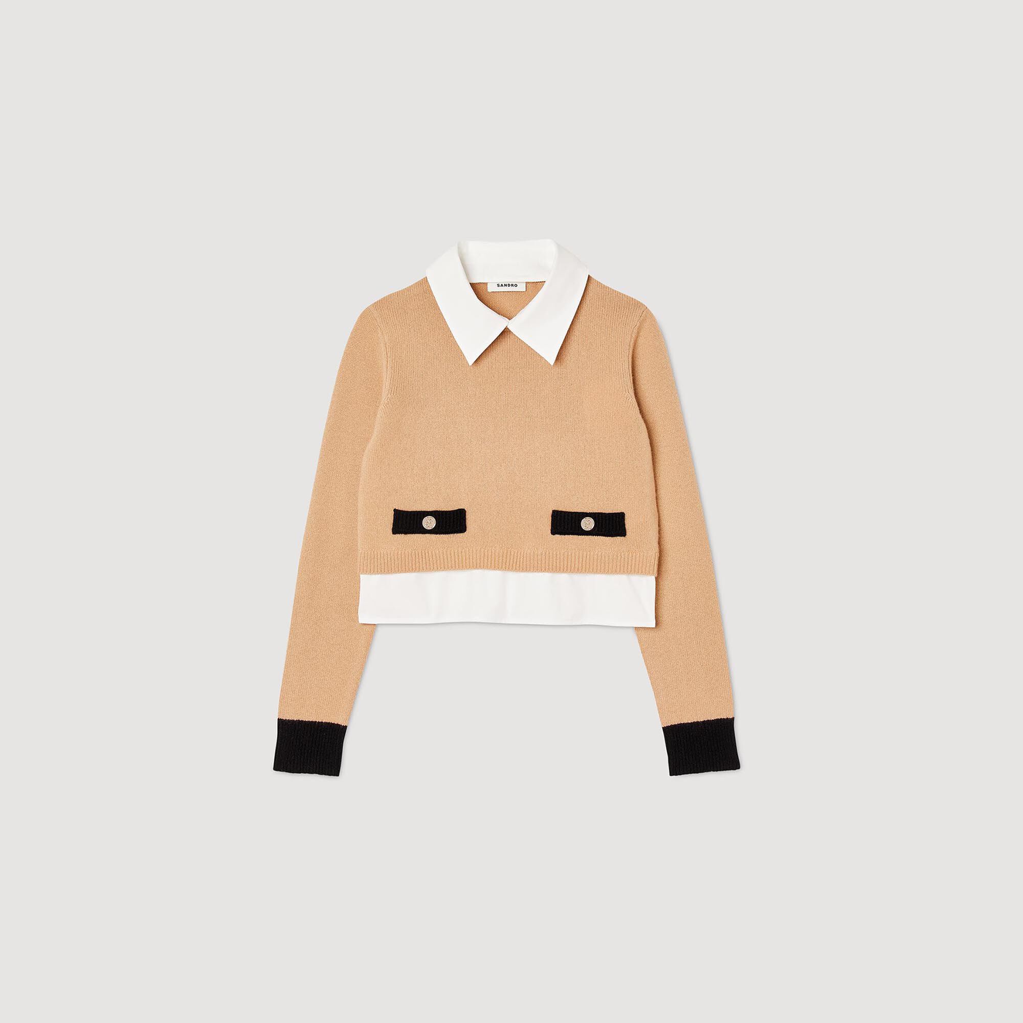Cropped wool and cashmere jumper