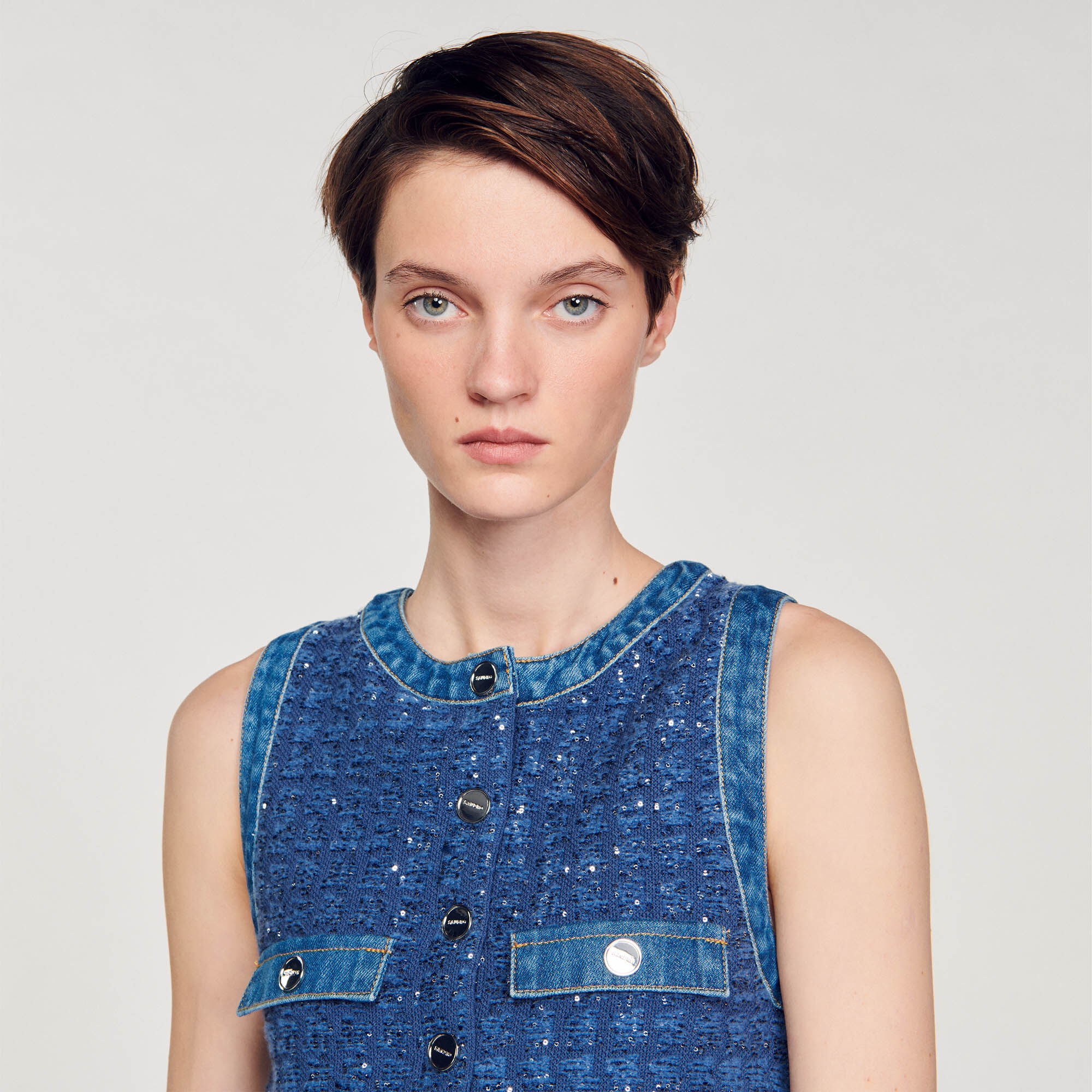 Short tweed trapeze dress Dresses Sandro paris