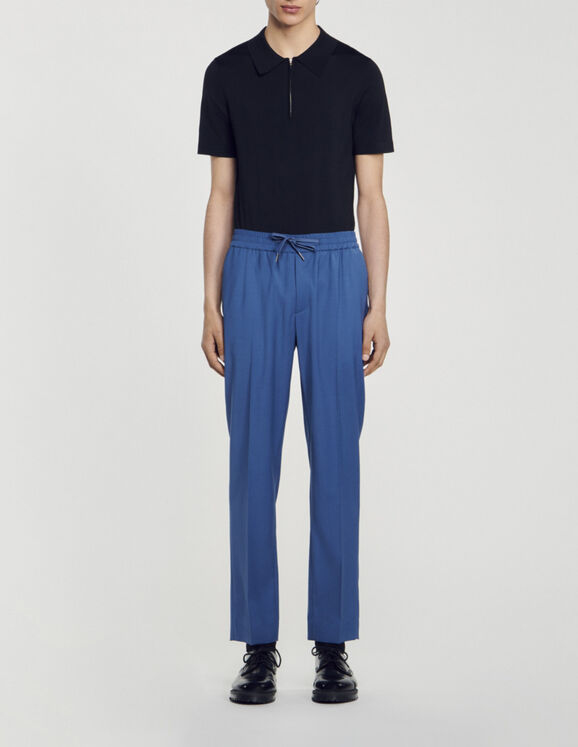 Elasticated straight-leg trousers Blue Homme