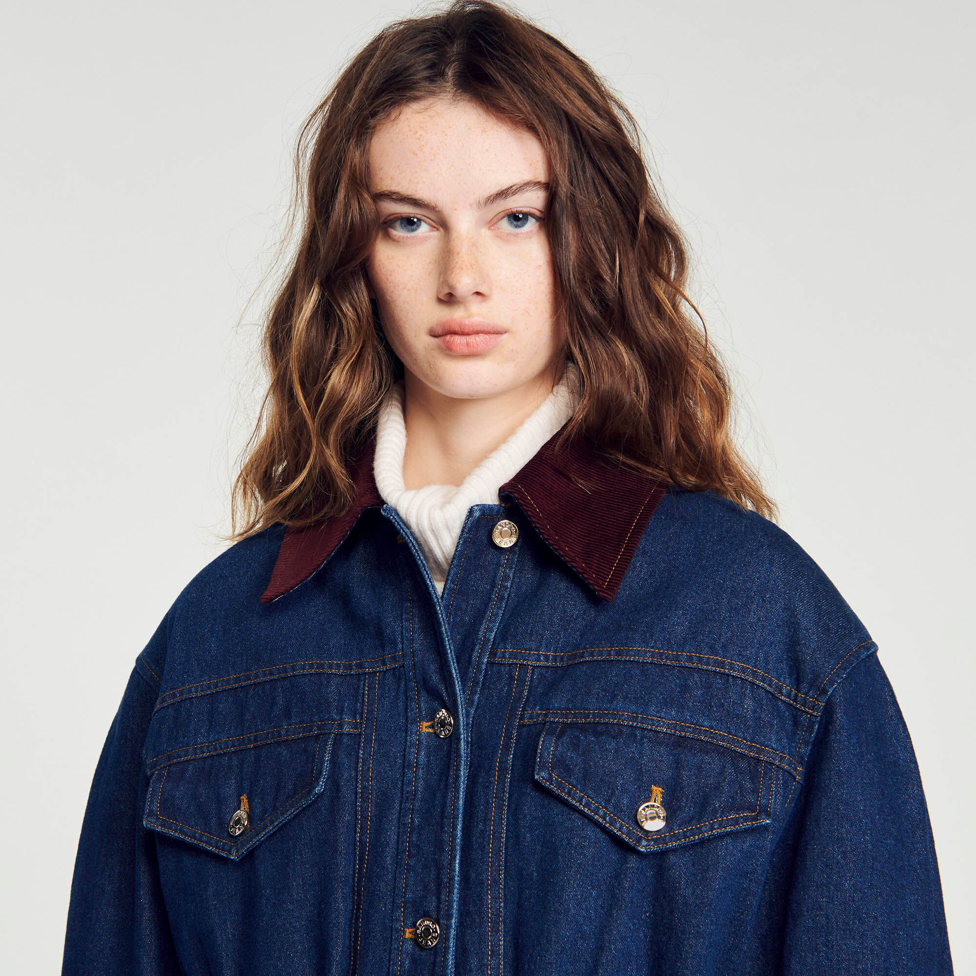 Sandro denim deals jacket womens