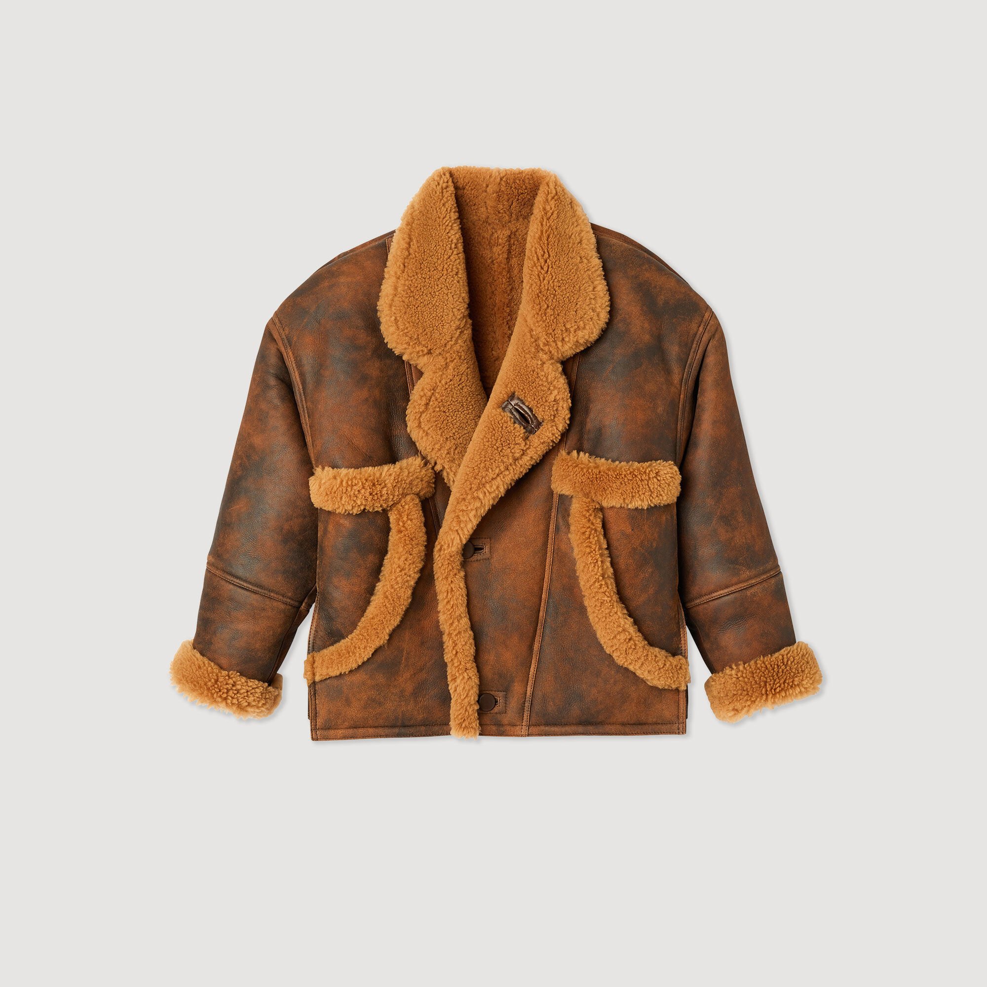 Oversized hot sale sheepskin coat