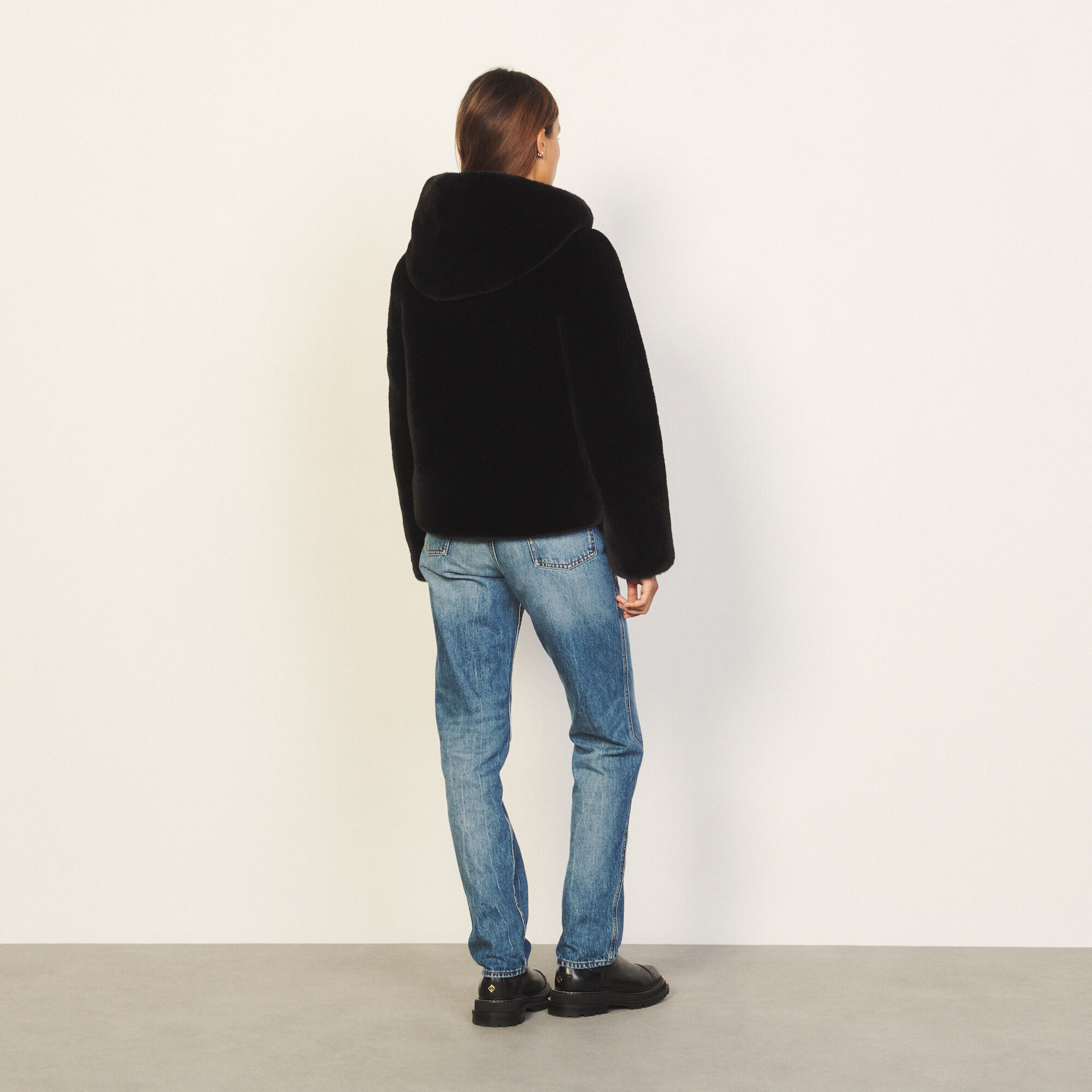 sandro fur hood coat