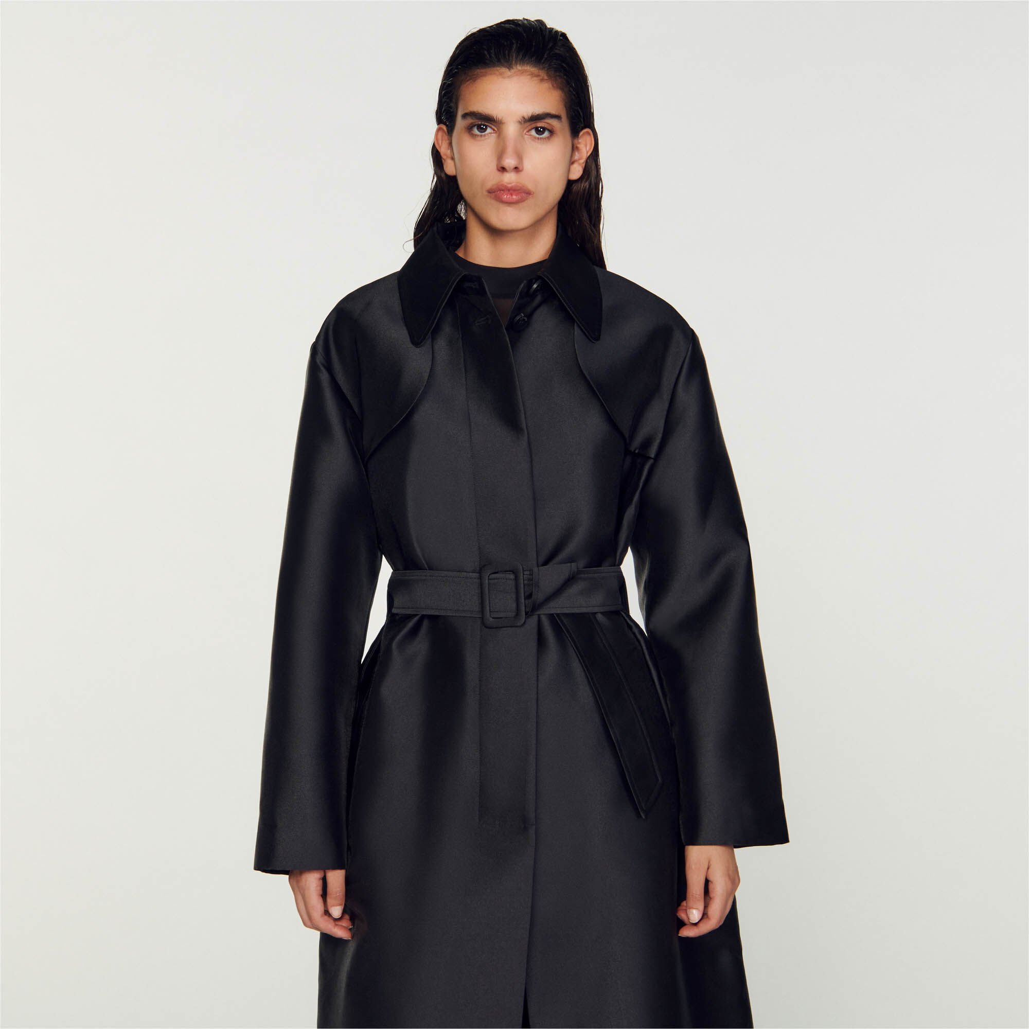 High collar trench sales coat