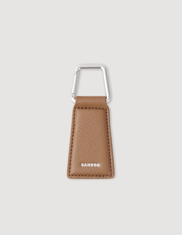 Leather key ring Camel Homme