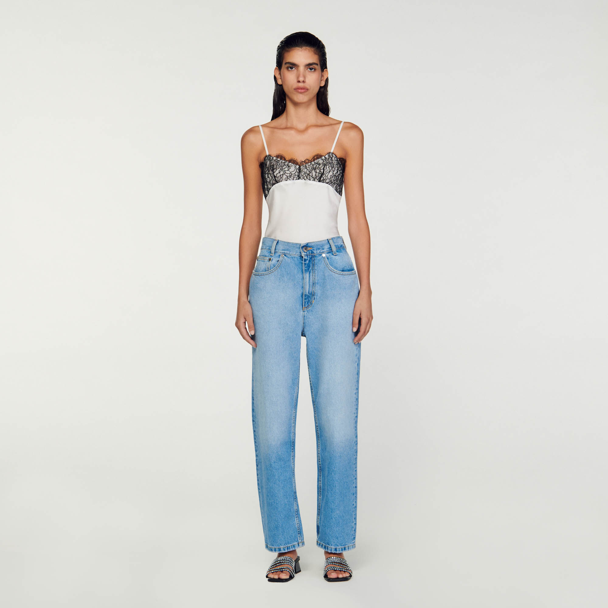 Low rise straight leg jeans