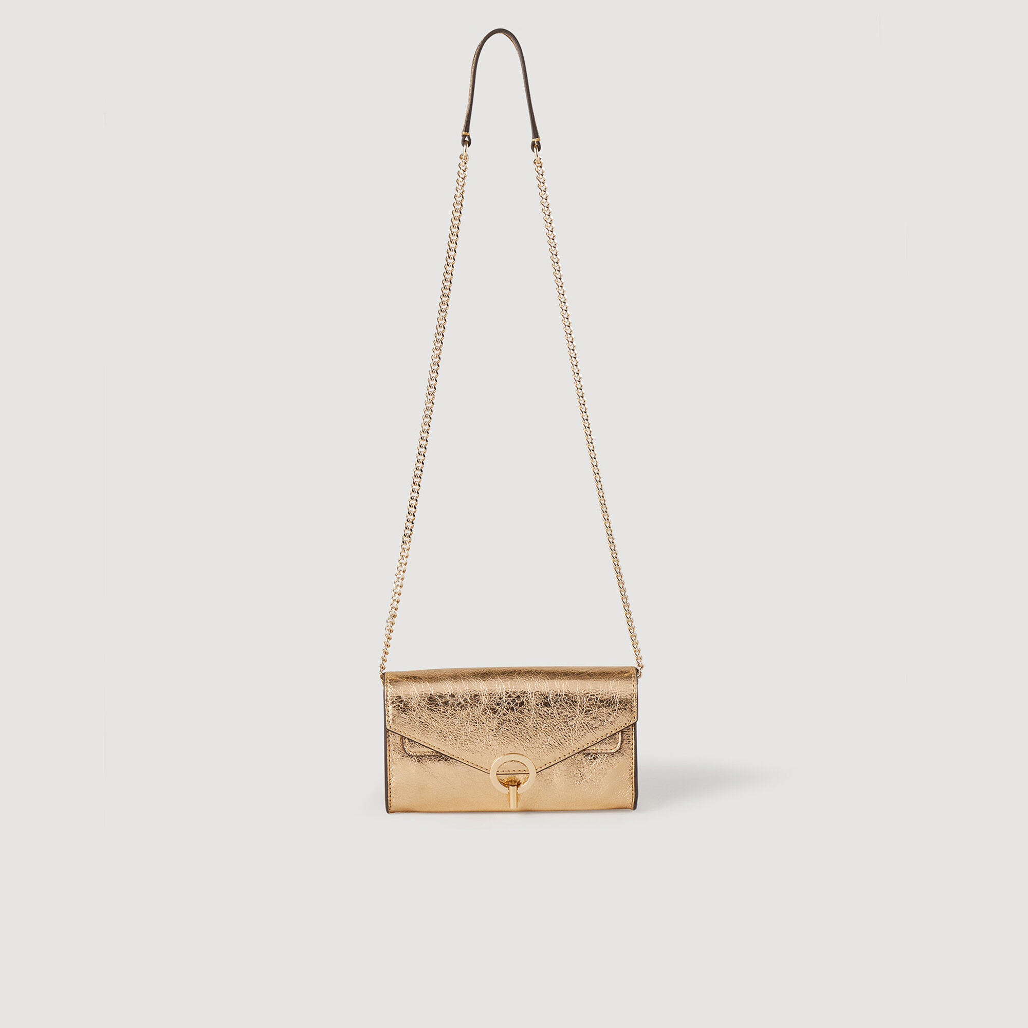 Gold Leather Clutch Bag All Bags Sandro Paris Com