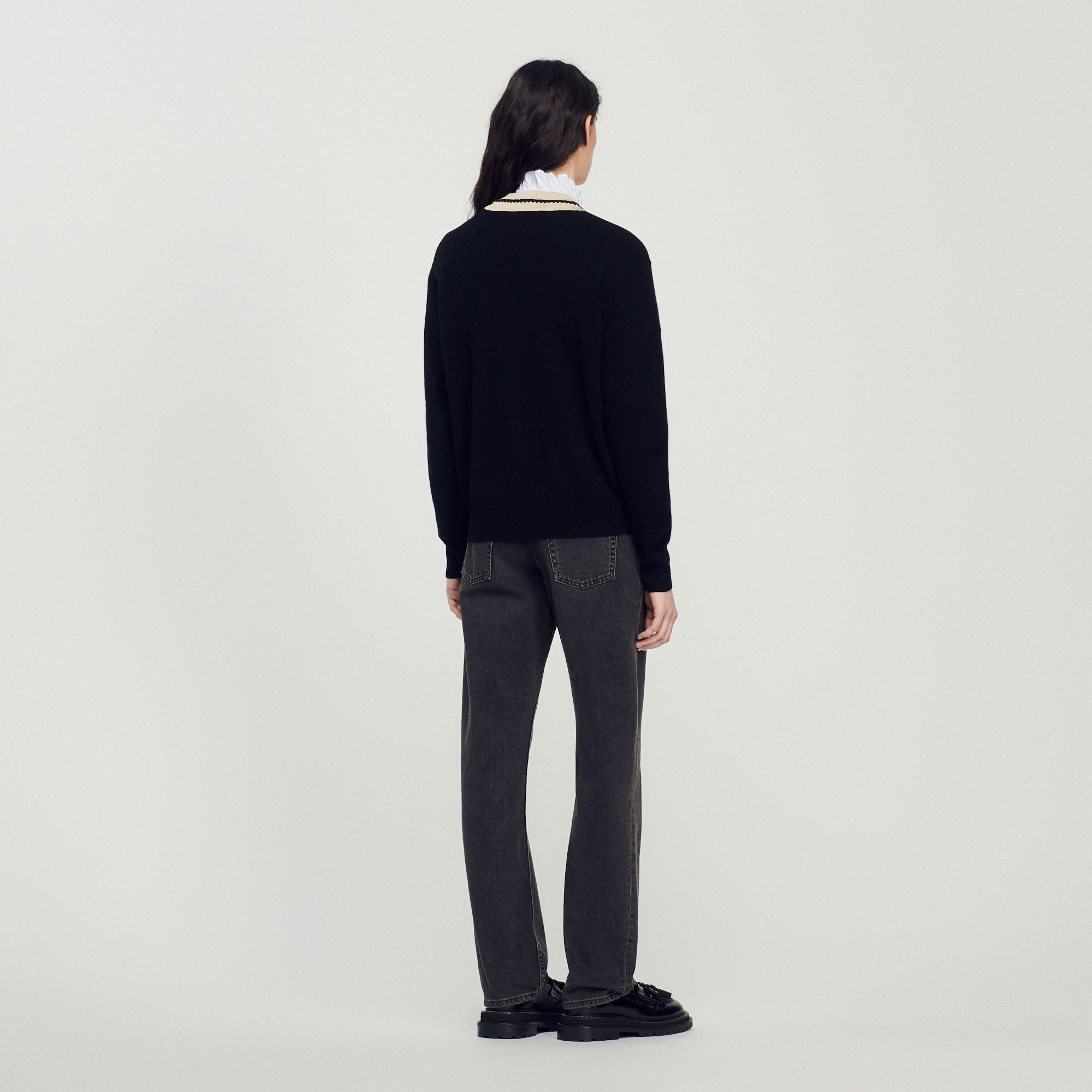 Pull au col V contrast Pulls Cardigans Sandro paris