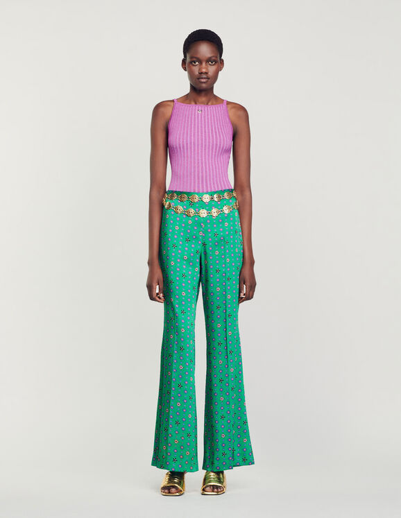 Floaty patterned trousers Green / Pink Femme