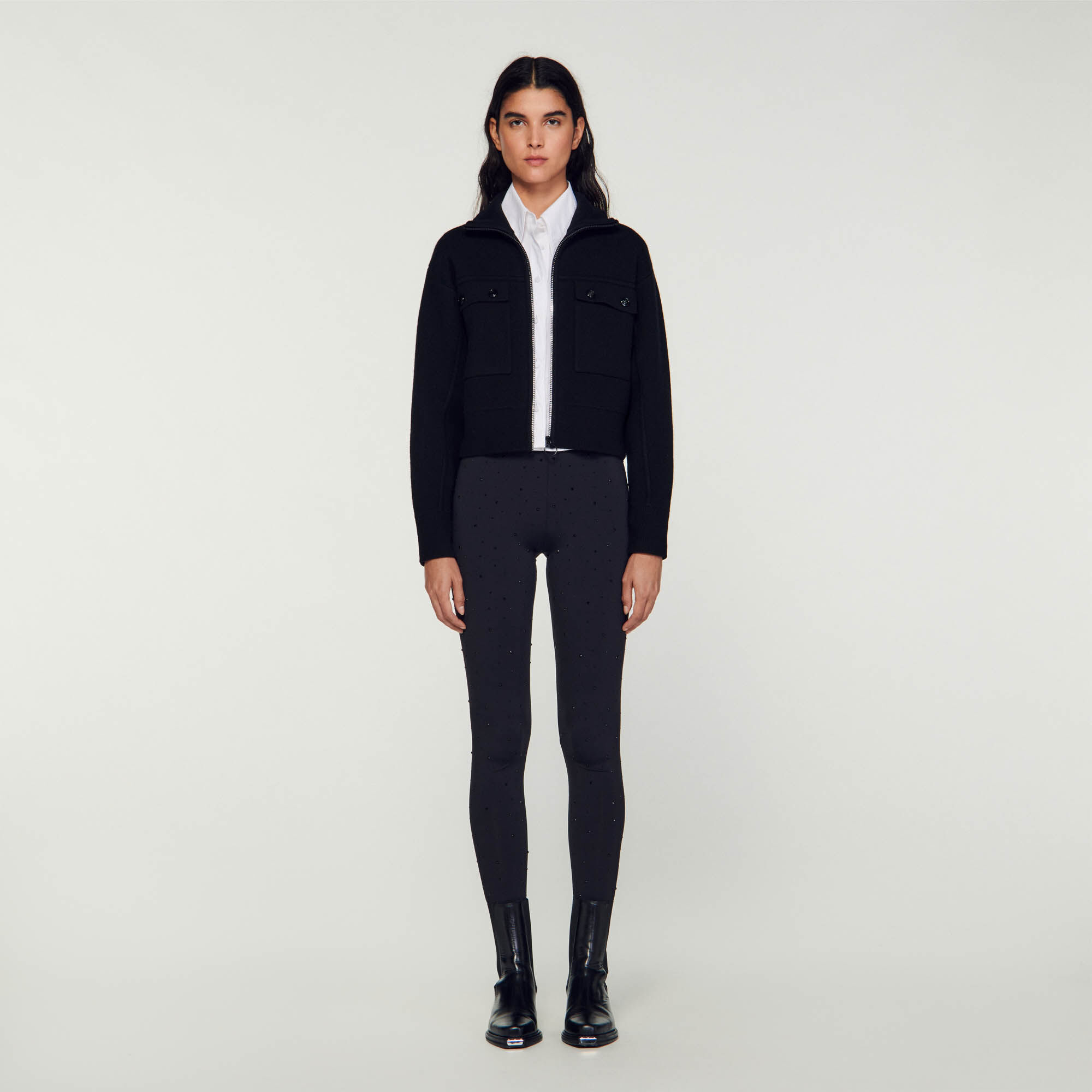 Coatigan with top zip