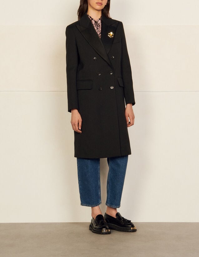 Sandro Days Woman Paris Com Sandro Days Woman Paris Com, Sandro Double Sided Black Wool Trench Coat