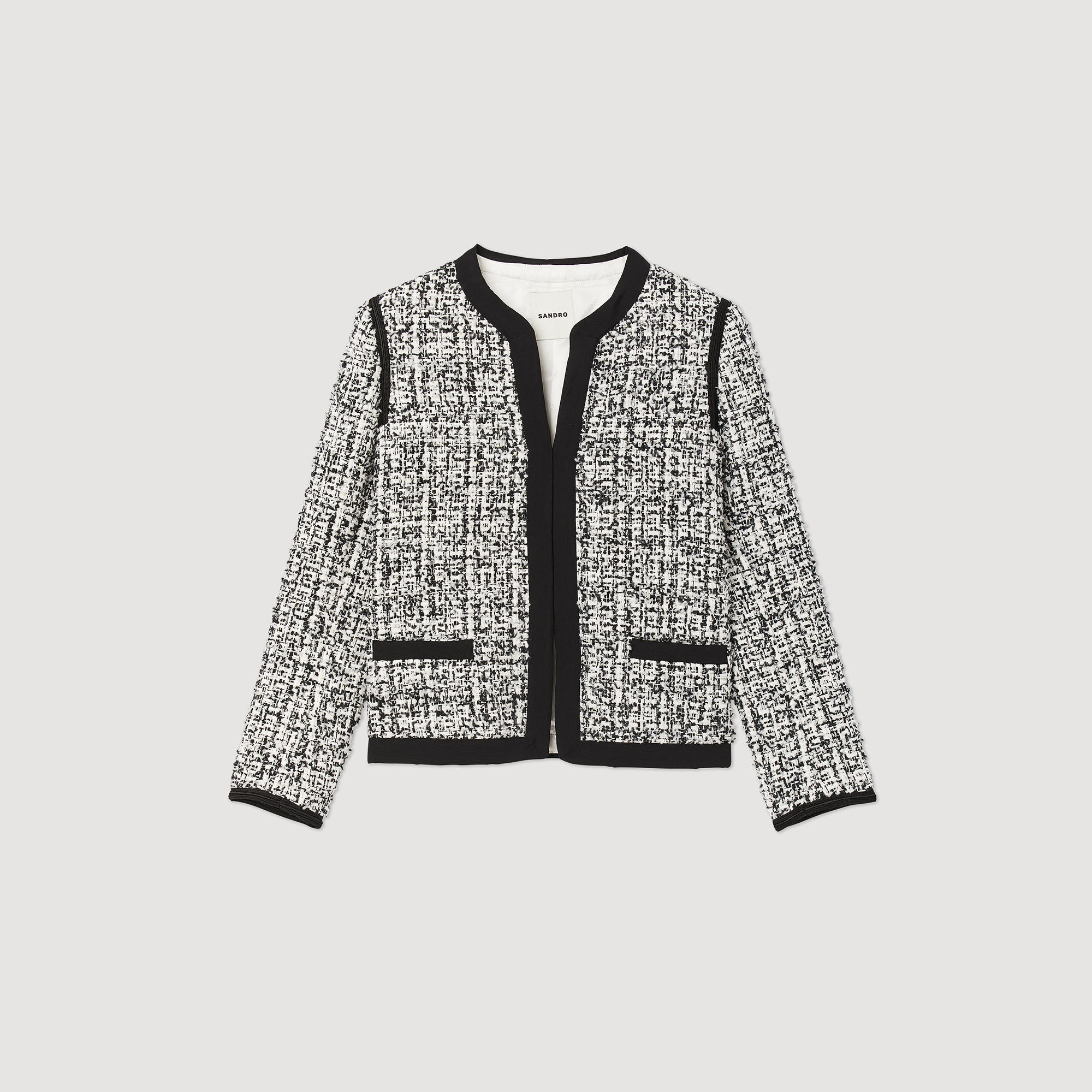 Tweed jacket black cheap and white