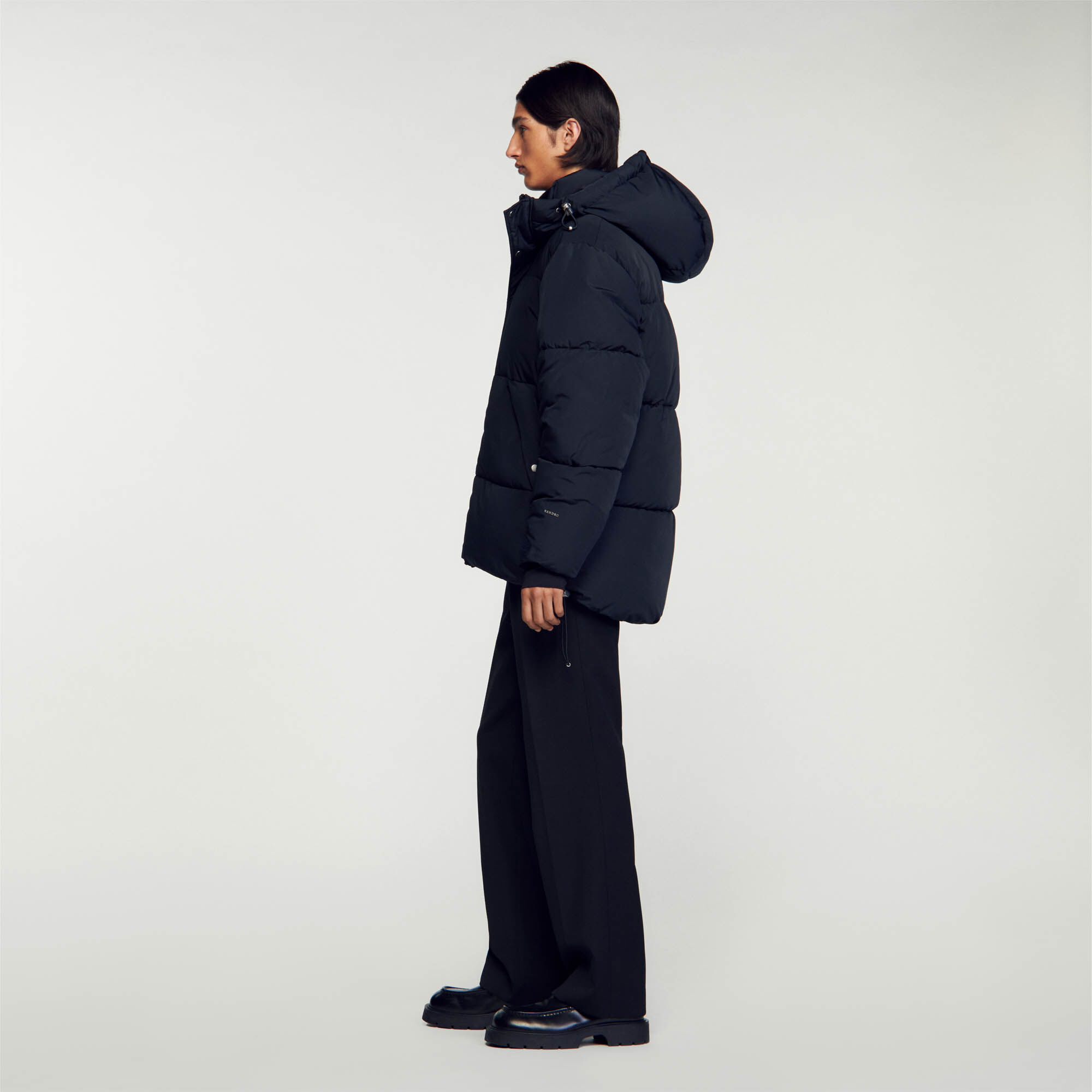 3 4 length hooded puffer jacket